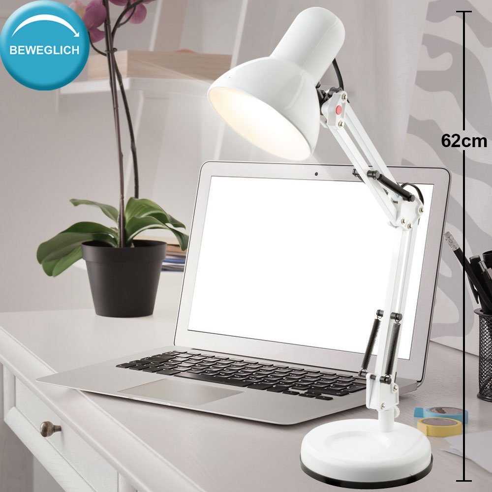 etc-shop Schreibtischlampe, Leuchtmittel nicht inklusive, Schreib Tisch Leuchte weiß beweglicher Spot Wohn Zimmer | Tischlampen