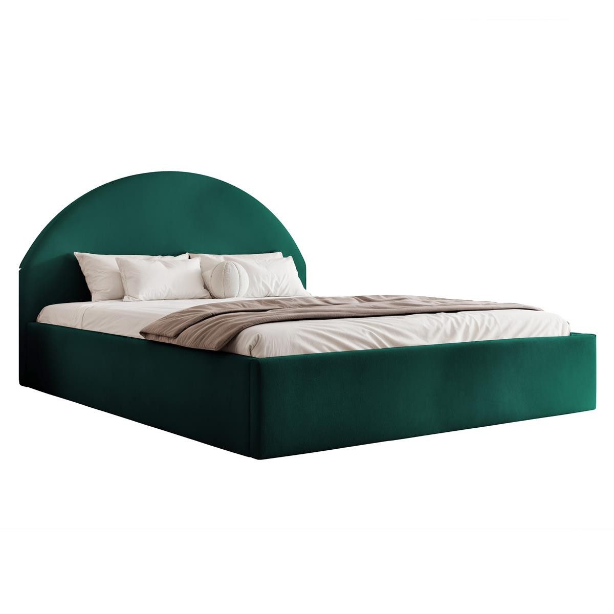 Compleo Polsterbett Designer Polterbett CLARA, mit Stauraum, Glamour-Bett, Elegant, Bett mit halbrückigem Kopfteil, Elegant design