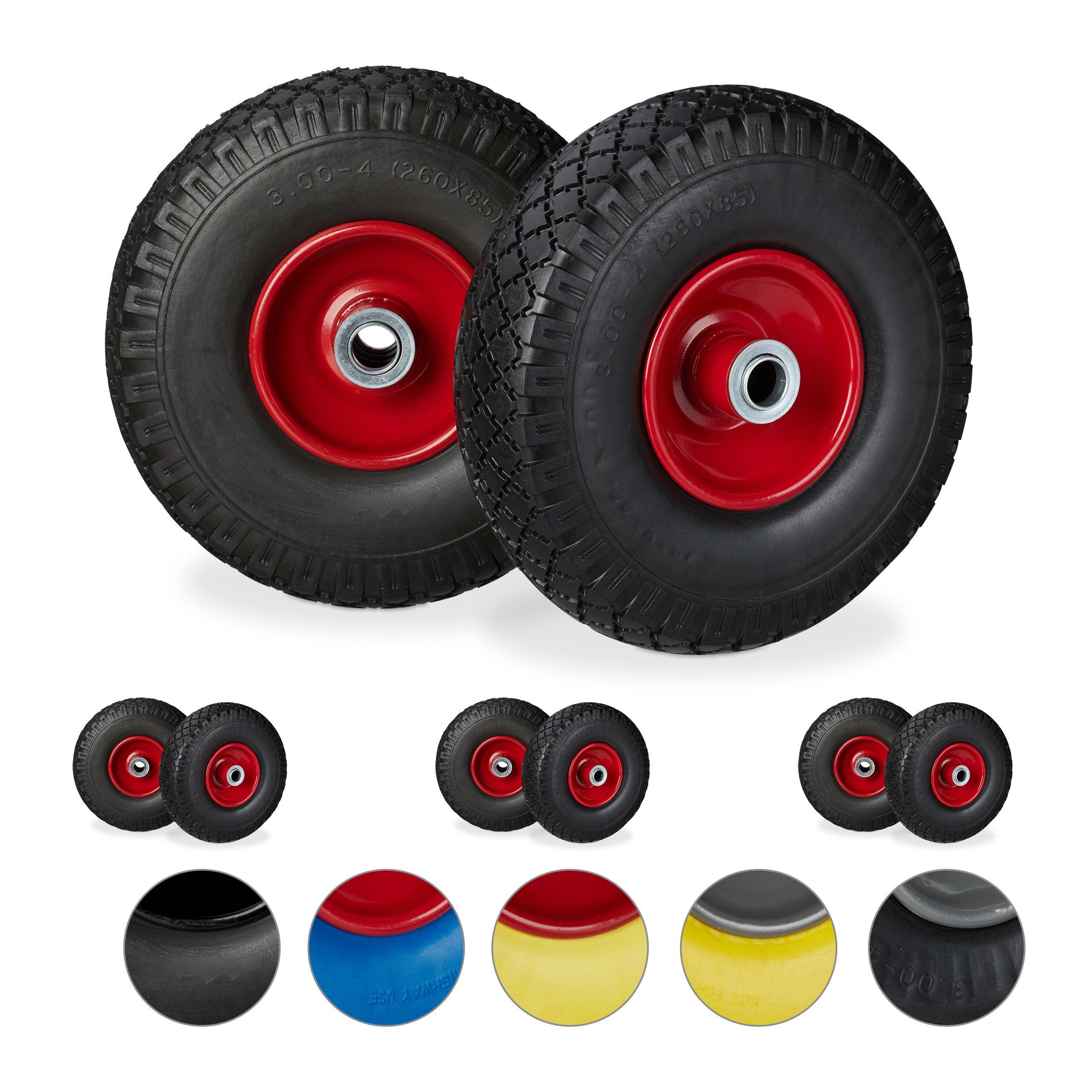 Sackkarren-Rad 8 x Sackkarrenrad Stahlfelge schwarz-rot