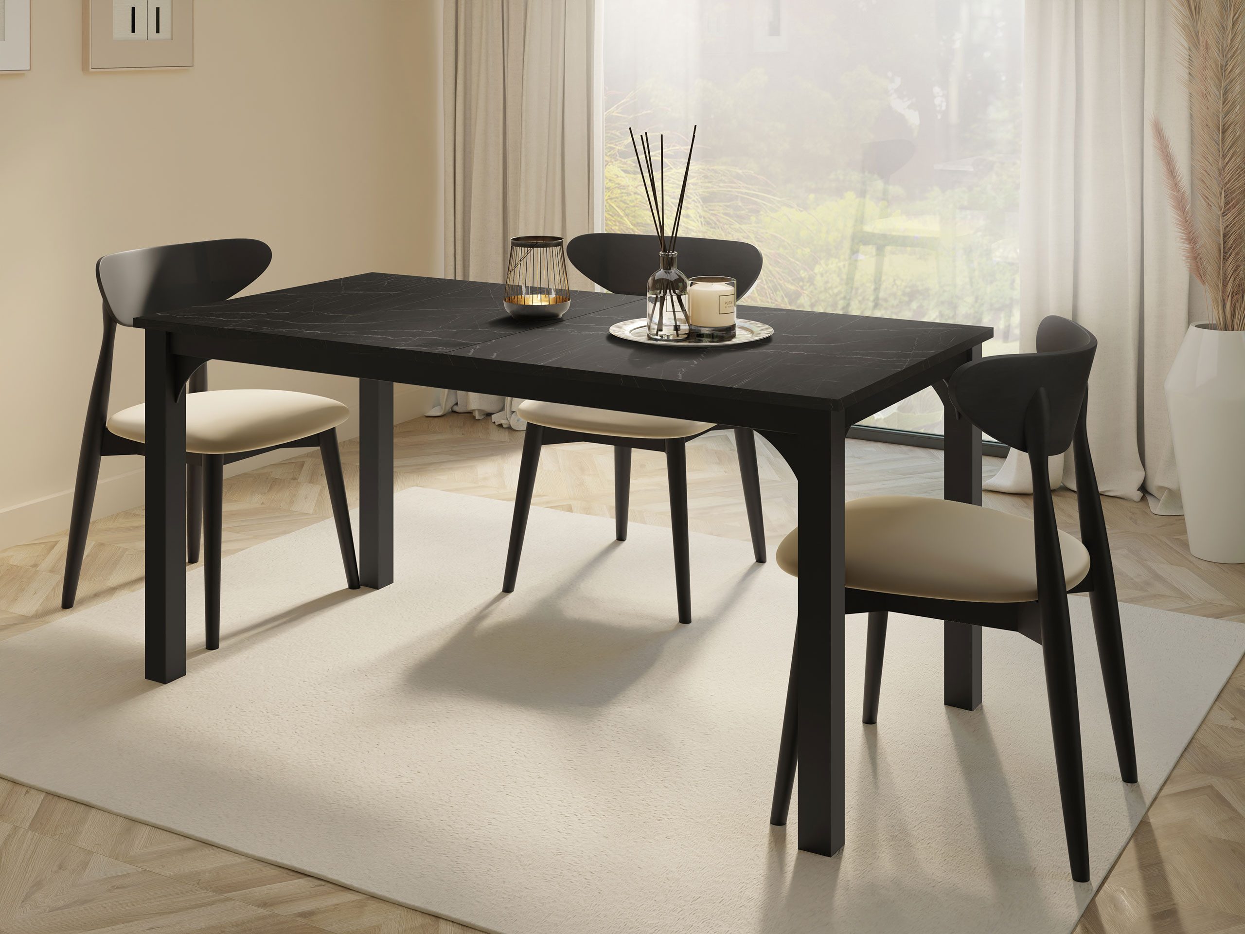 MIRJAN24 Esstisch Focus 160 (Ausziehbar - 1x Einlegeplatte), 160 - 198x90x76 cm