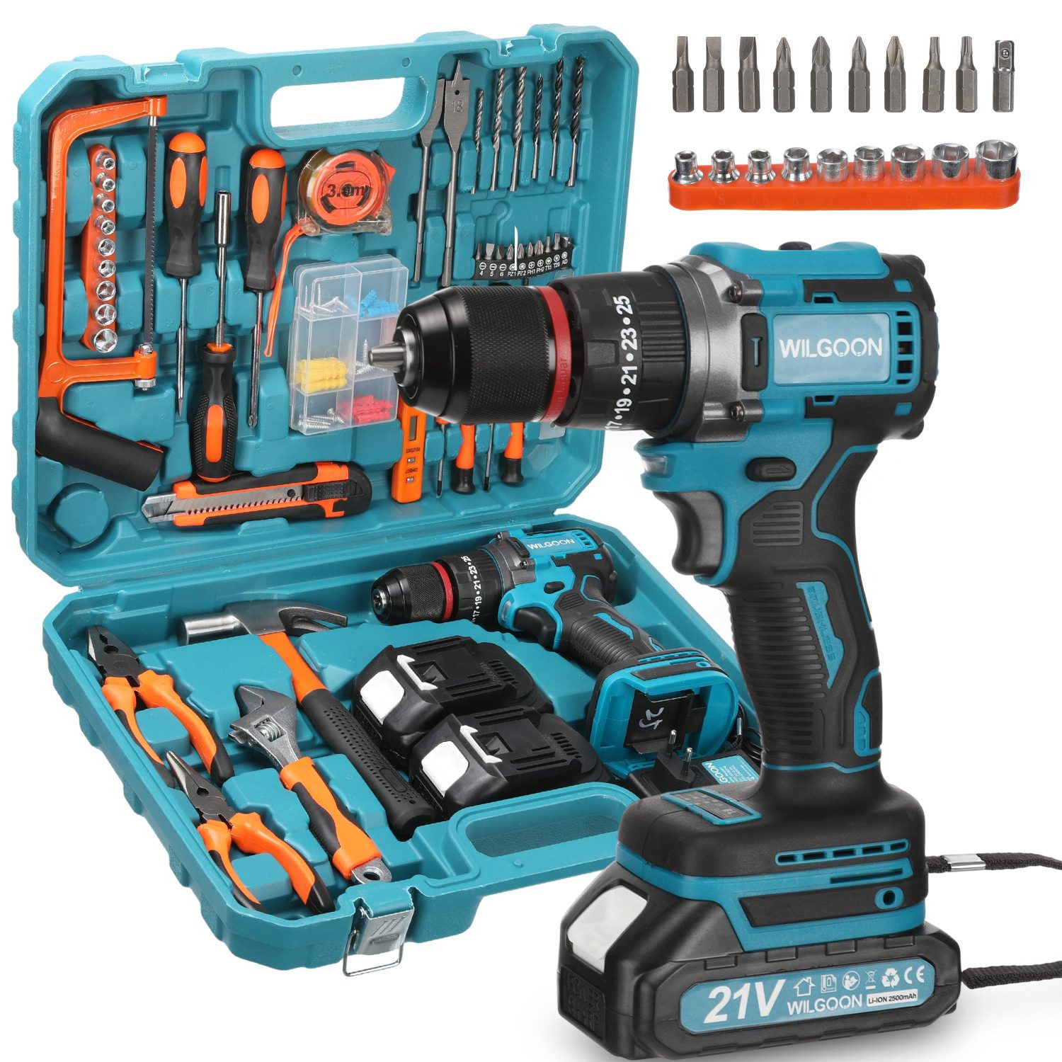 WILGOON Akku-Bohrschrauber Akku-Bohrschrauber, Schnellladen, Akkubohrer mit günstig online kaufen