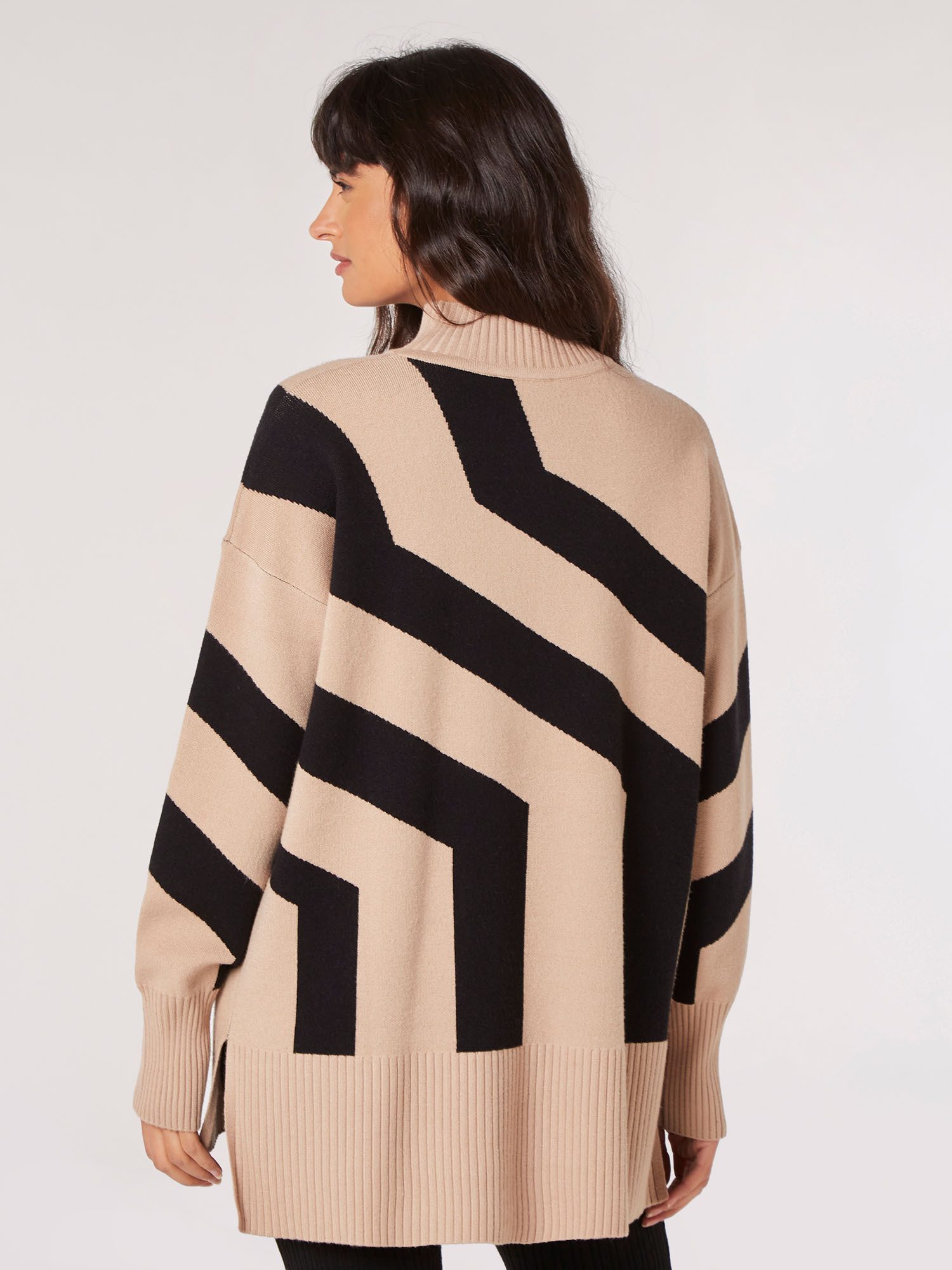Apricot Streifenpullover Oversized Pullover (1-tlg) mit überschnittenen Schultern