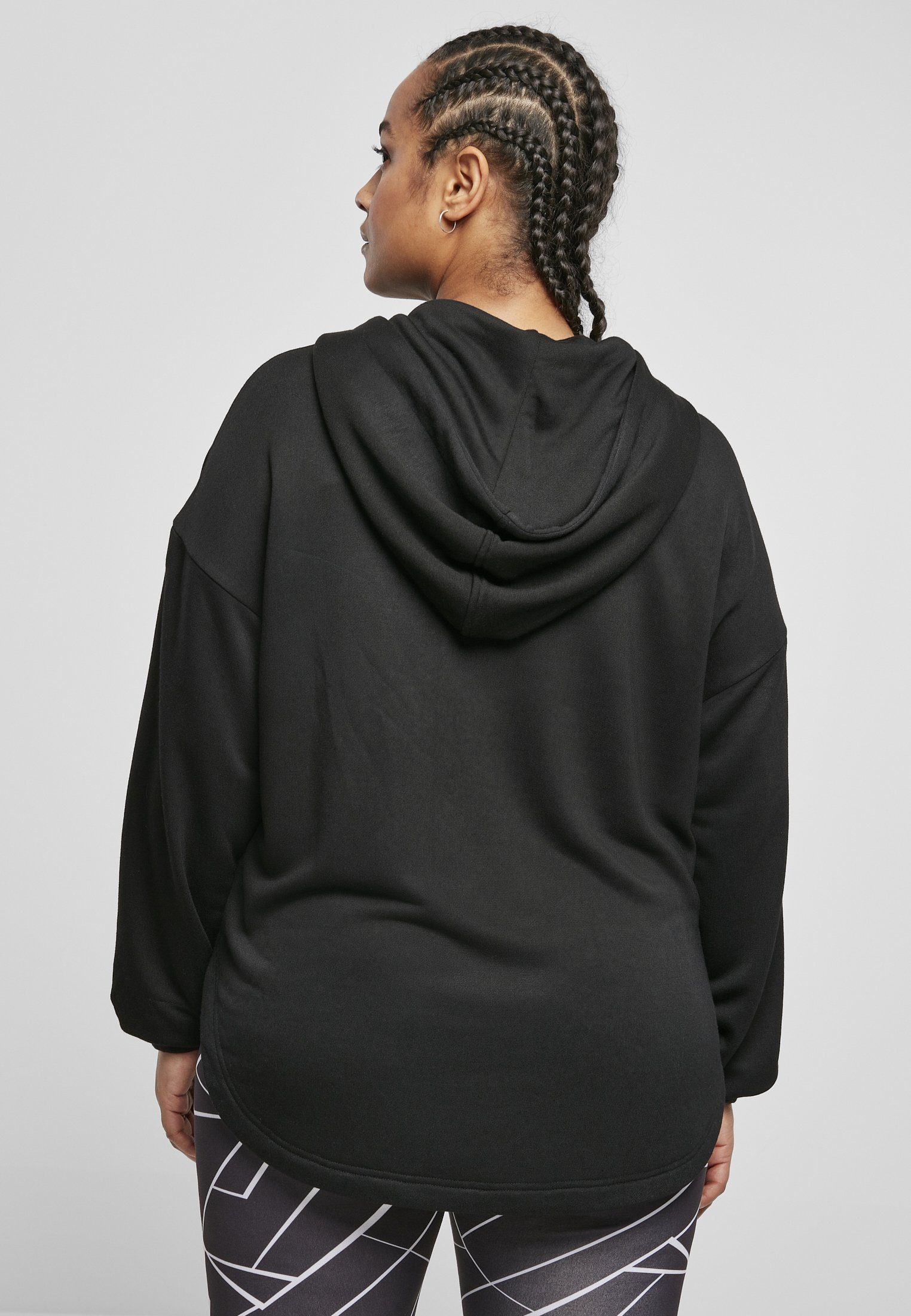 Ladies schwarz Shaped URBAN (1-tlg) Hoody Oversized Terry Damen Kapuzenpullover Modal CLASSICS