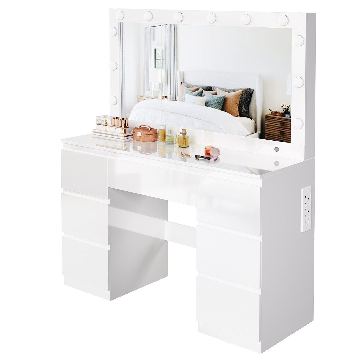 HOMALL Schminktisch Großer Schminktisch, Maße 120 x 40 x 140 cm, mit Schmuc günstig online kaufen