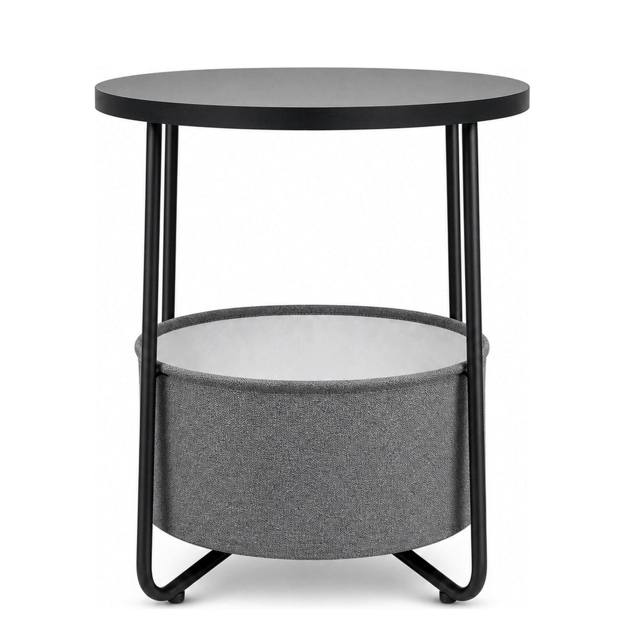 Floordirekt Beistelltisch Luca runder Sofatisch mit Stoffkorb Stauraum 45 cm 4 Farben, 2-in-1-Design