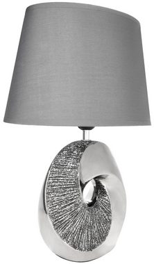 BRUBAKER Nachttischlampe 2er Set Tischlampe Stein Ring Silber, ohne Leuchtmittel, 2x Moderne Tischleuchten mit Keramikfuß, Höhe 42,5 cm