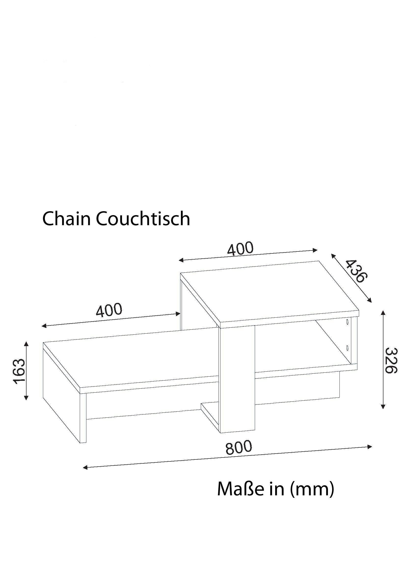 Couchtisch CHAIN Weiß Walnuss von MOEBEL17 - Maße