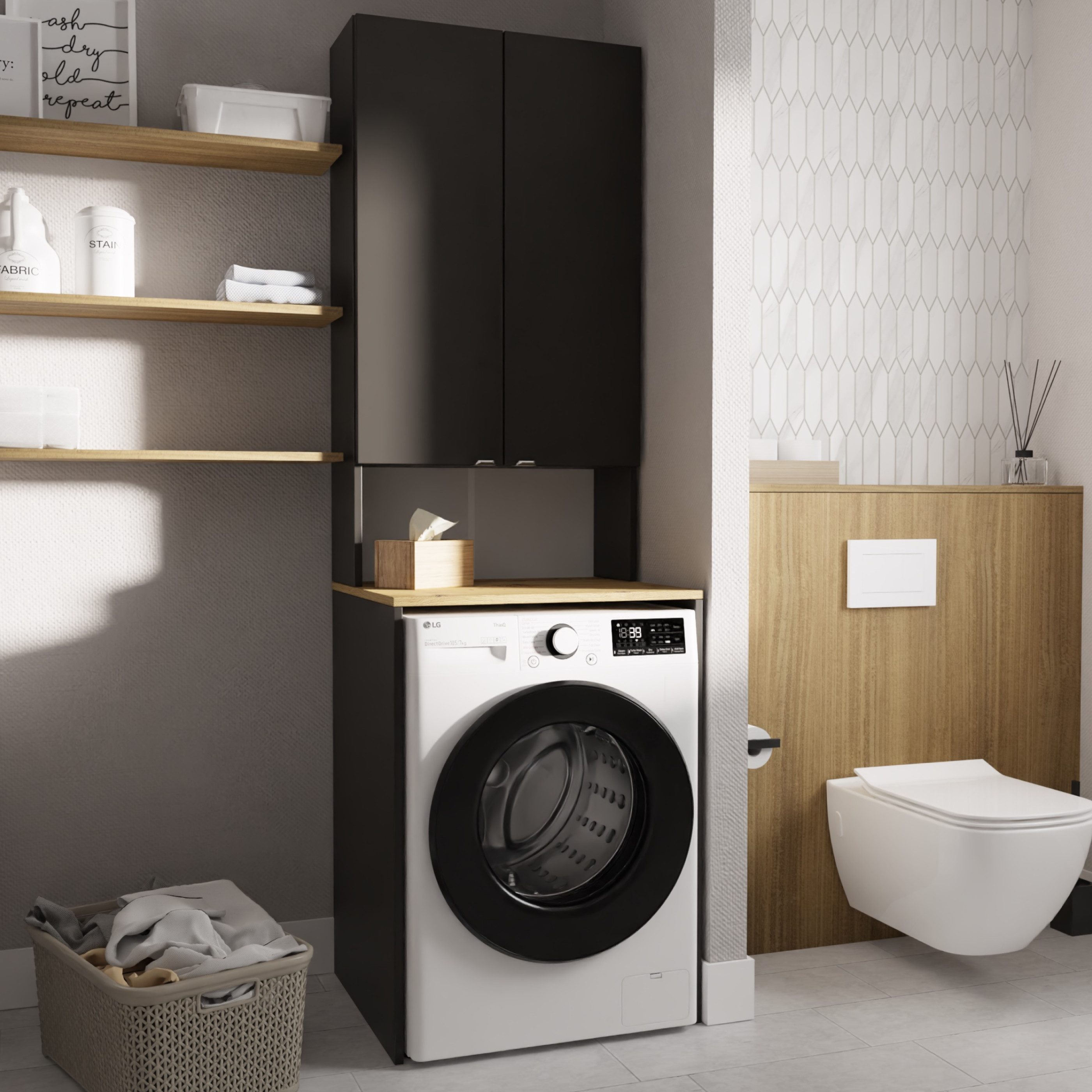 Platan Room Waschmaschinenumbauschrank Badschrank LORA Waschmaschinenschran günstig online kaufen