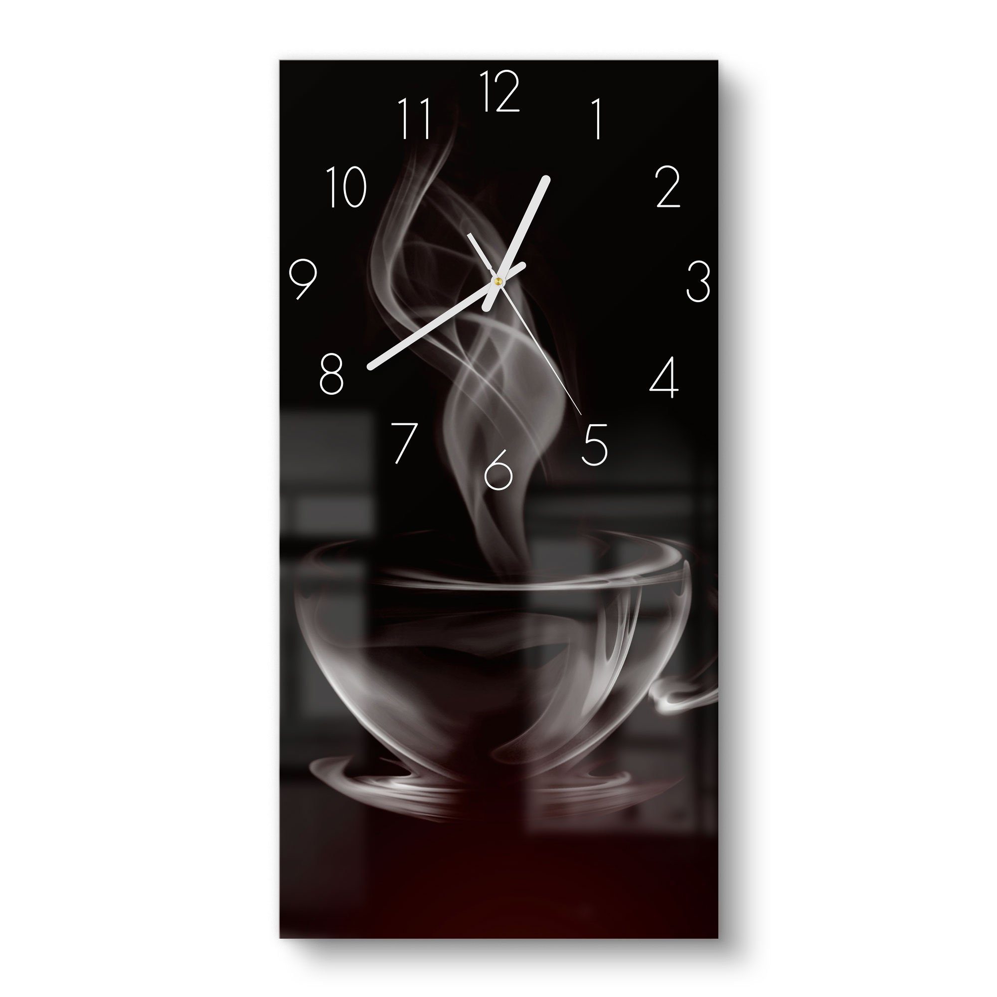DEQORI Wanduhr 'Tasse aus Kaffeedampf' (Glas Glasuhr modern Wand Uhr Design günstig online kaufen