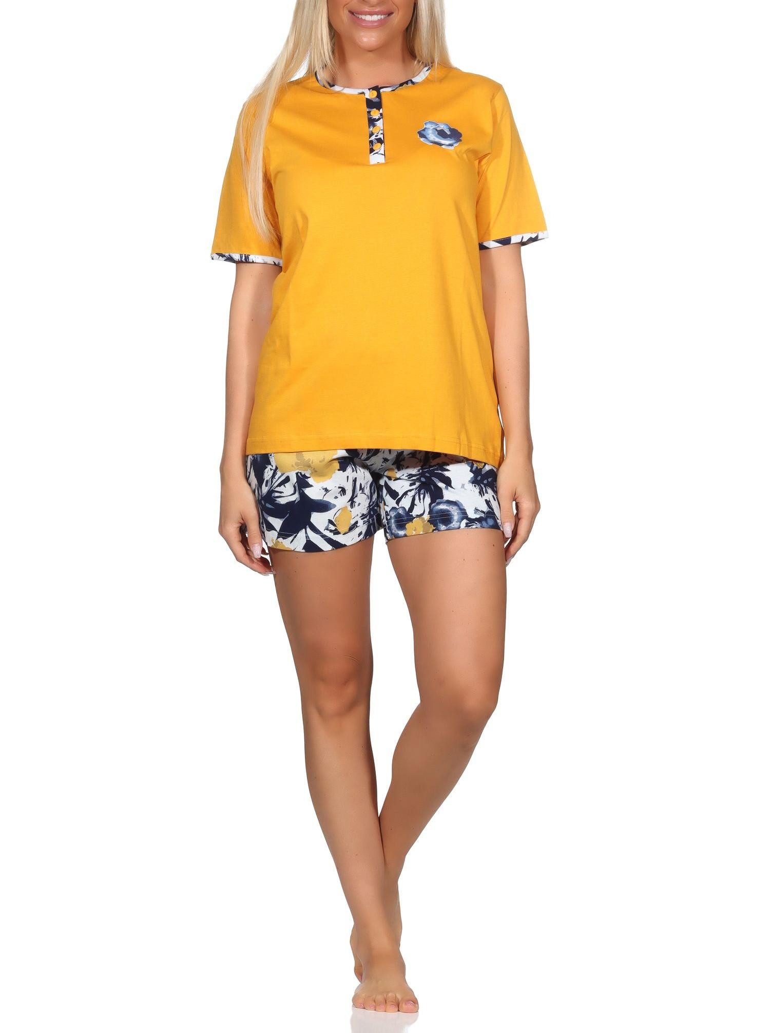 Pyjama Normann Damen kurzarm Shorty Schlafanzug, auch in Übergrössen