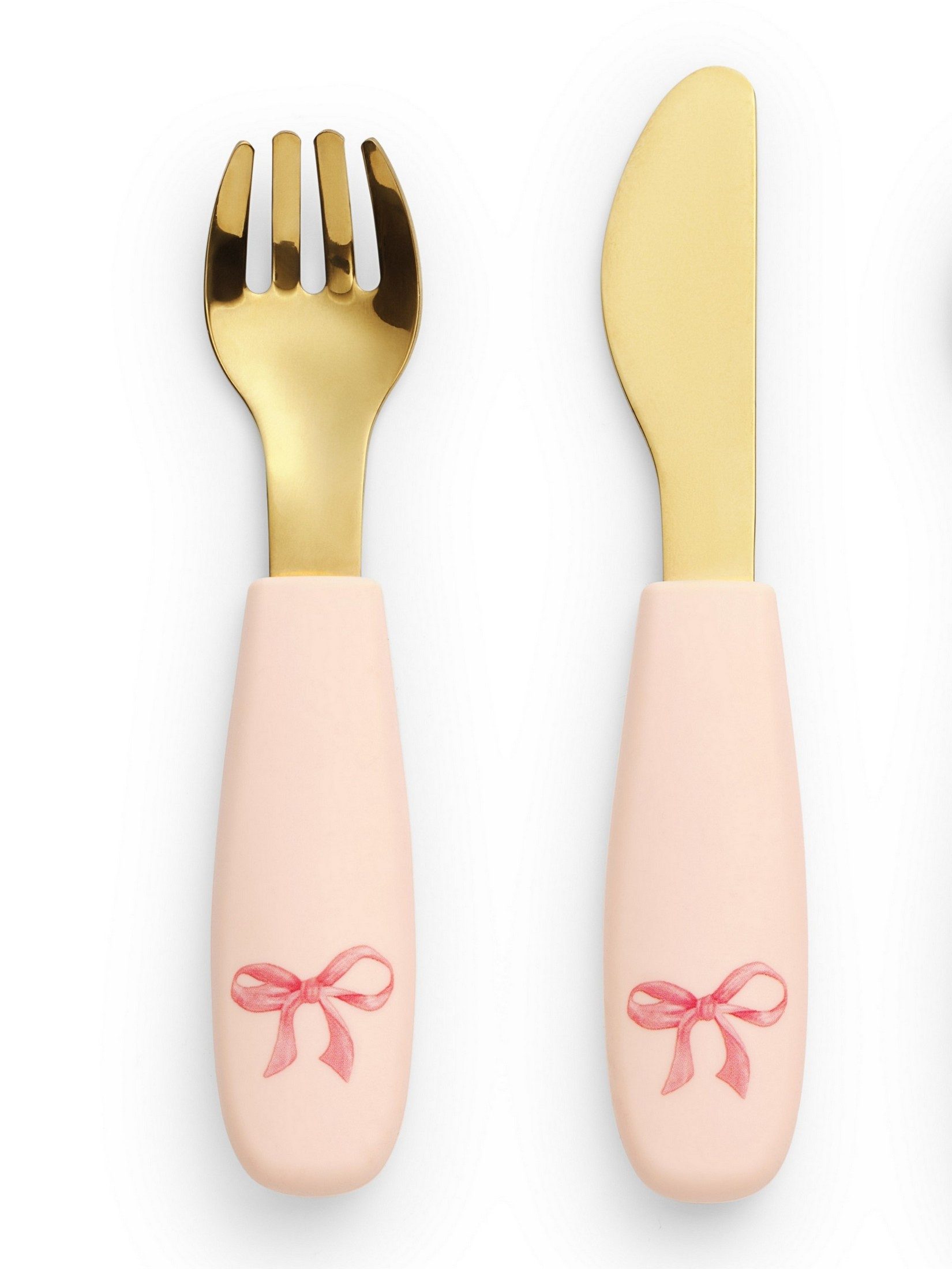 Elodie Kindergeschirr-Set Elodie Teller und Besteck, 3 Teile - Rosy Bow (3-tlg), 1 Personen, Silikon