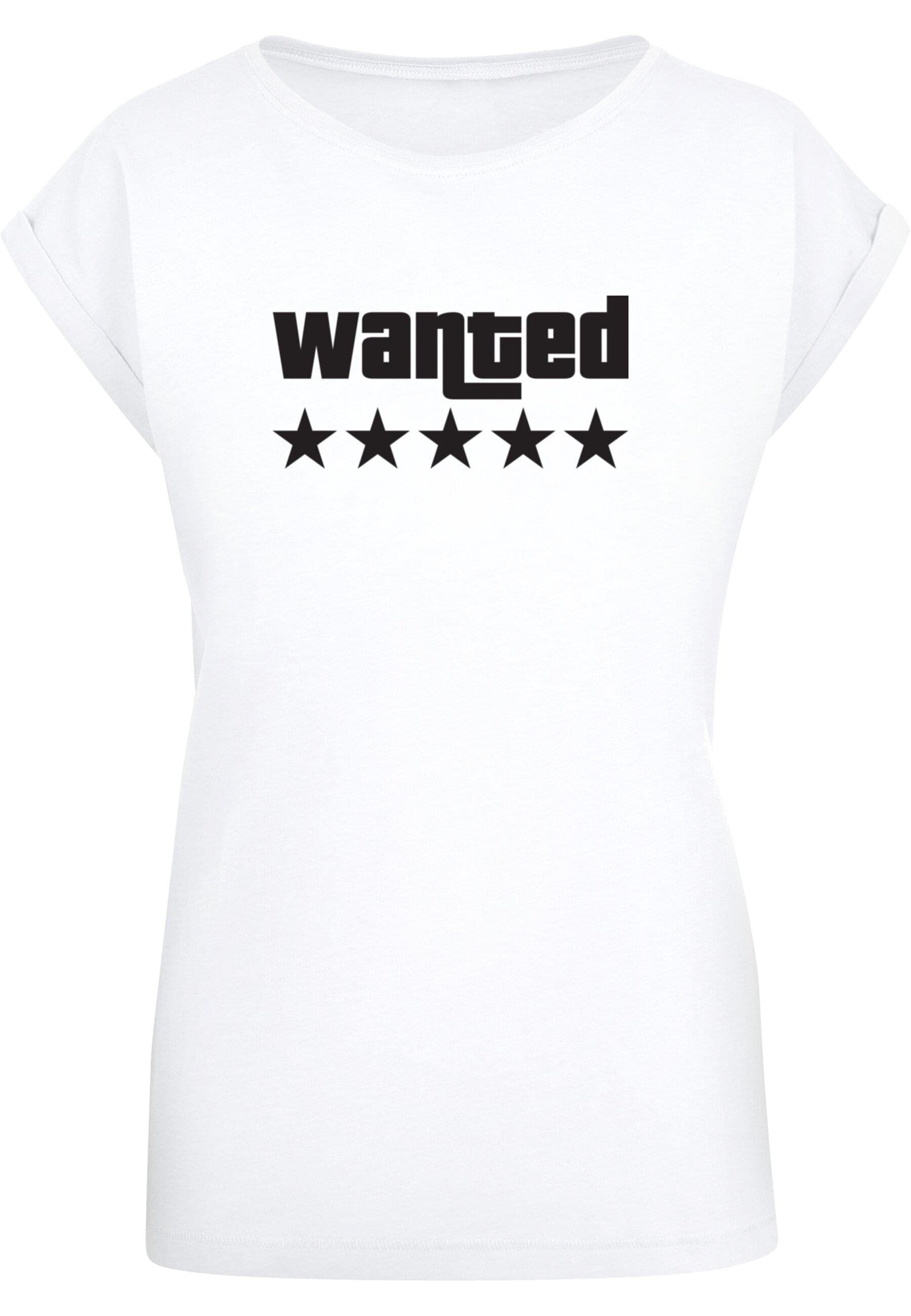 Merchcode T-Shirt Damen Laides Wanted Extended Shoulder Tee (1-tlg) white