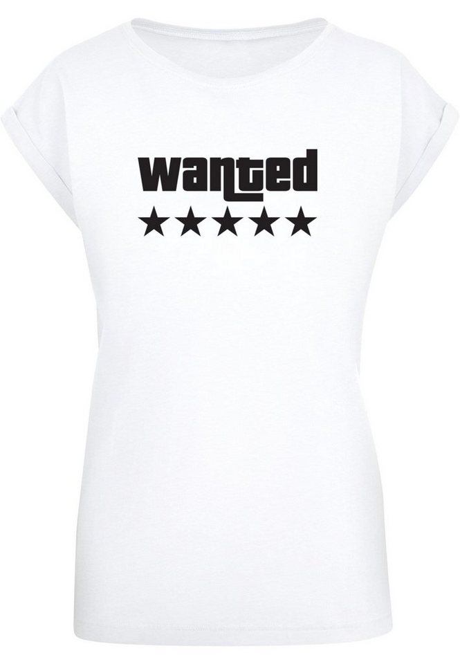 Wanted Tee Shoulder Damen Laides (1-tlg) Extended Merchcode T-Shirt