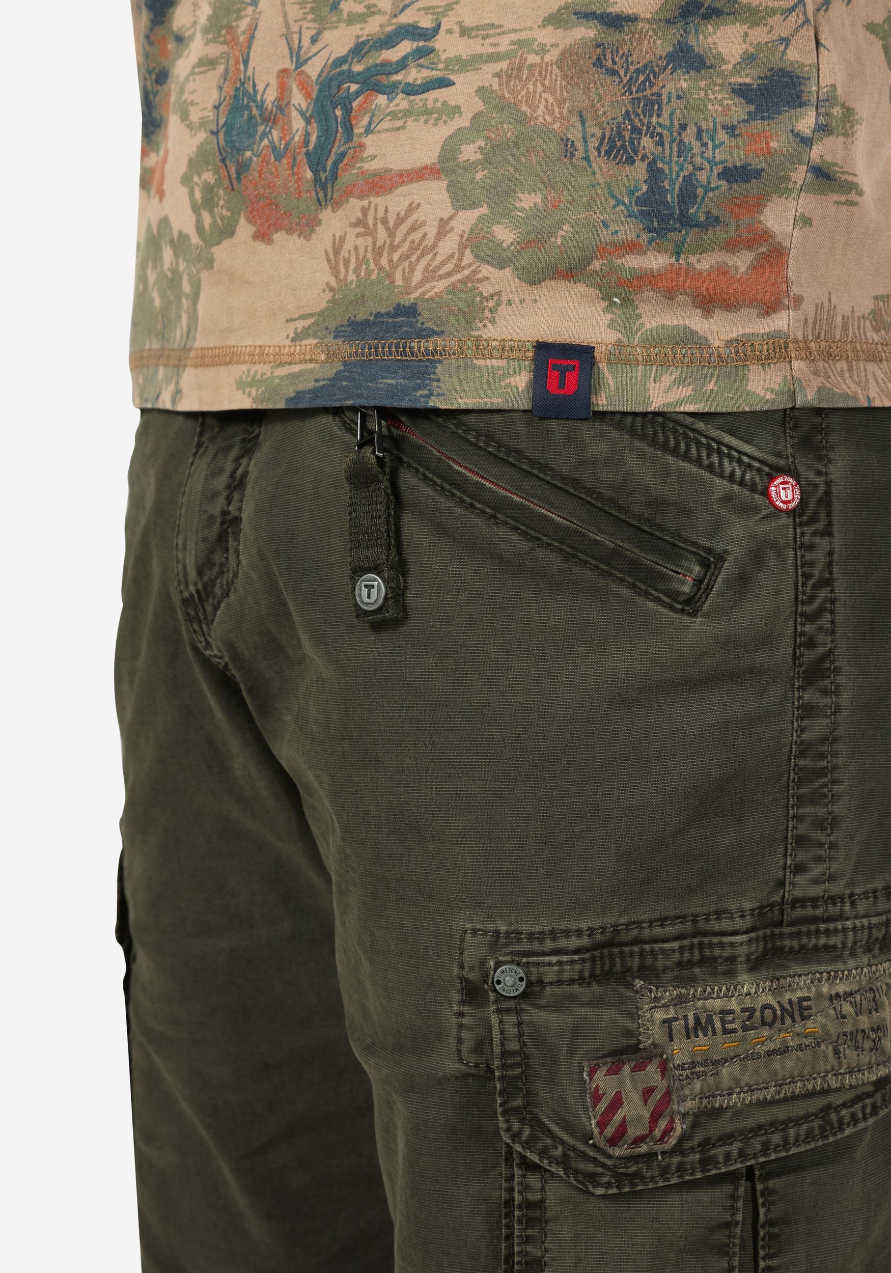 TIMEZONE Cargoshorts Cargoshorts mit Gürtel und Taschen für Herren Baumwolle Regular Fit unifarben wärmend Reißverschluss – Bild 4 von 5