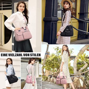 Avisto Umhängetasche Multifunktionale Damenhandtasche, große Umhängetasche+Rosa Kartenetui