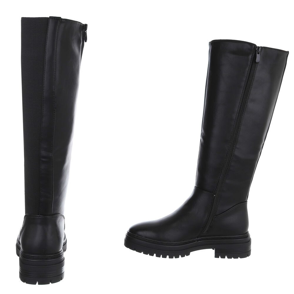 Ital-Design Modische Damen-Stiefel mit Blockabsatz und elastischen Einsätzen Plateaustiefel (90624851) Blockabsatz Stiefel in Schwarz – Bild 5 von 5