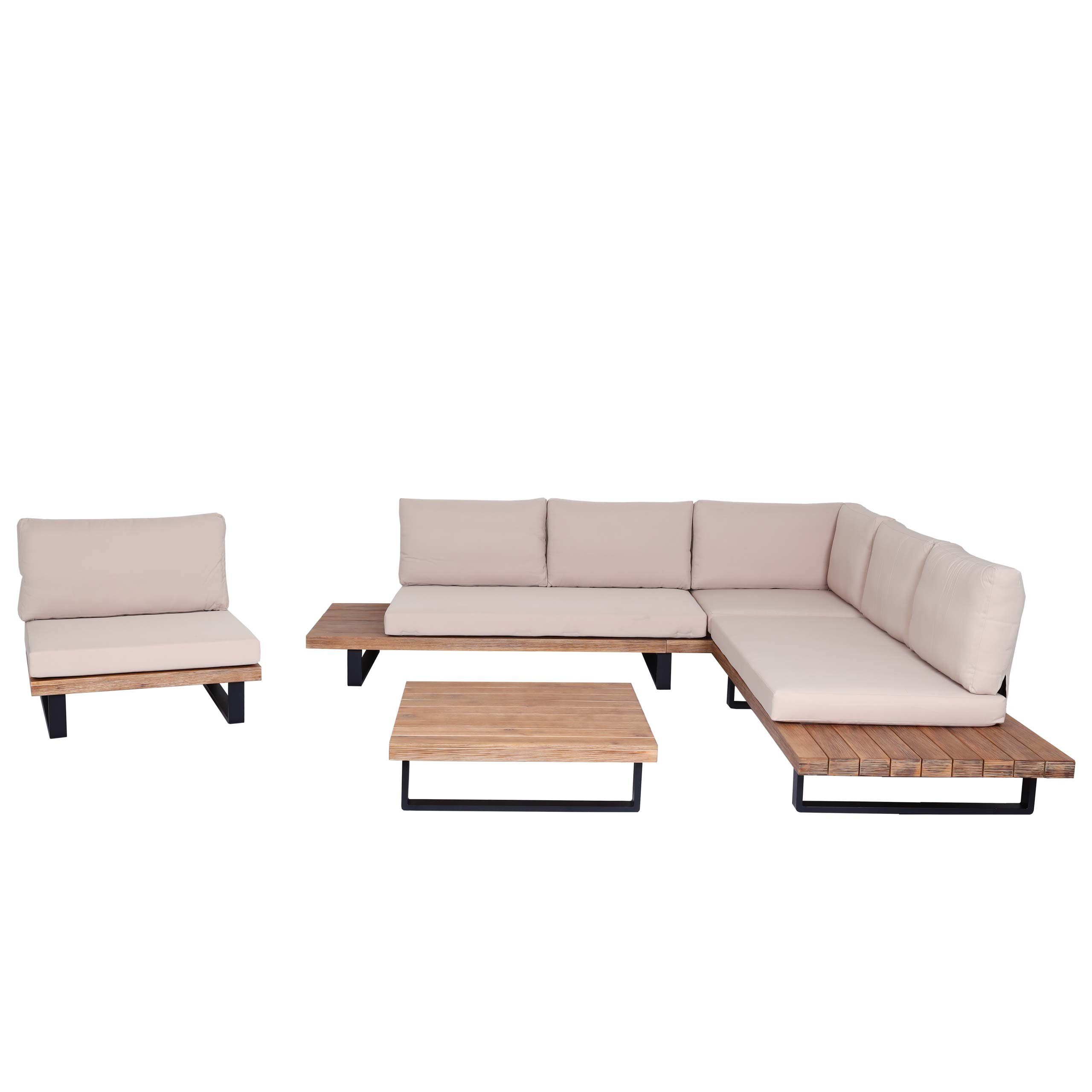 MCW Loungeset MCW-H54-Set, (4-tlg), Wasserabweisende und abnehmbare Bezüge, Hohe Stoffqualität 230g/m²