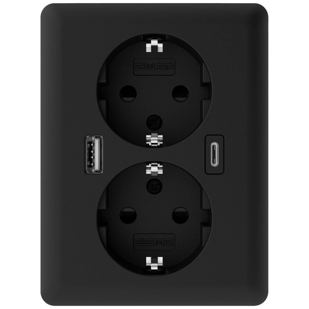 Steckdose 2USB 2U-449719 Unterputz-Dose mit USB-C®, mit USB-Ladeausgang Schwa