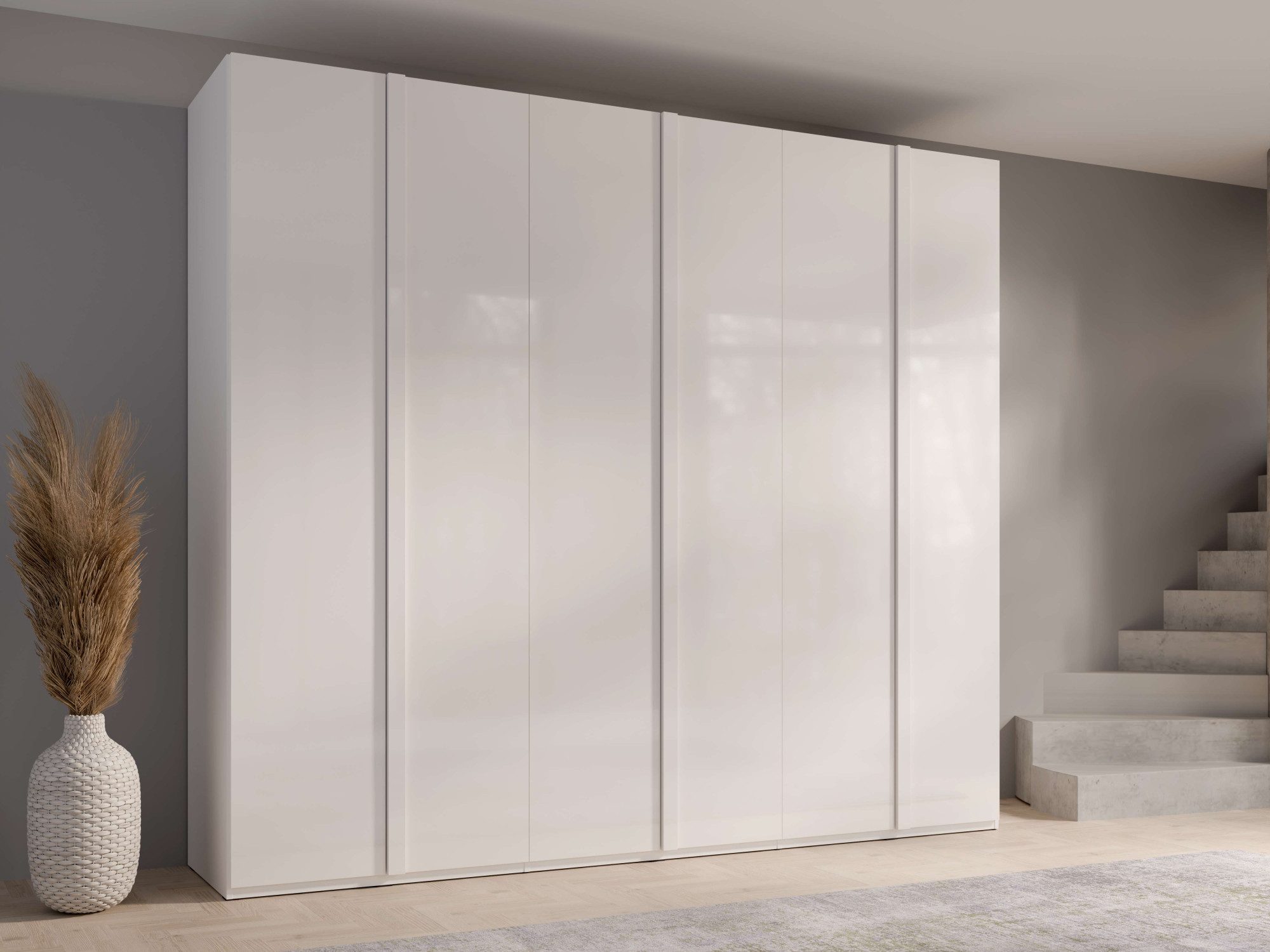 Home affaire Kleiderschrank Kleiderschrank Malissa mit Regalen und Kleiderstangen Garderobe mit 6 Hochglanz-Drehtüren, BxTxH 270x59x237 cm