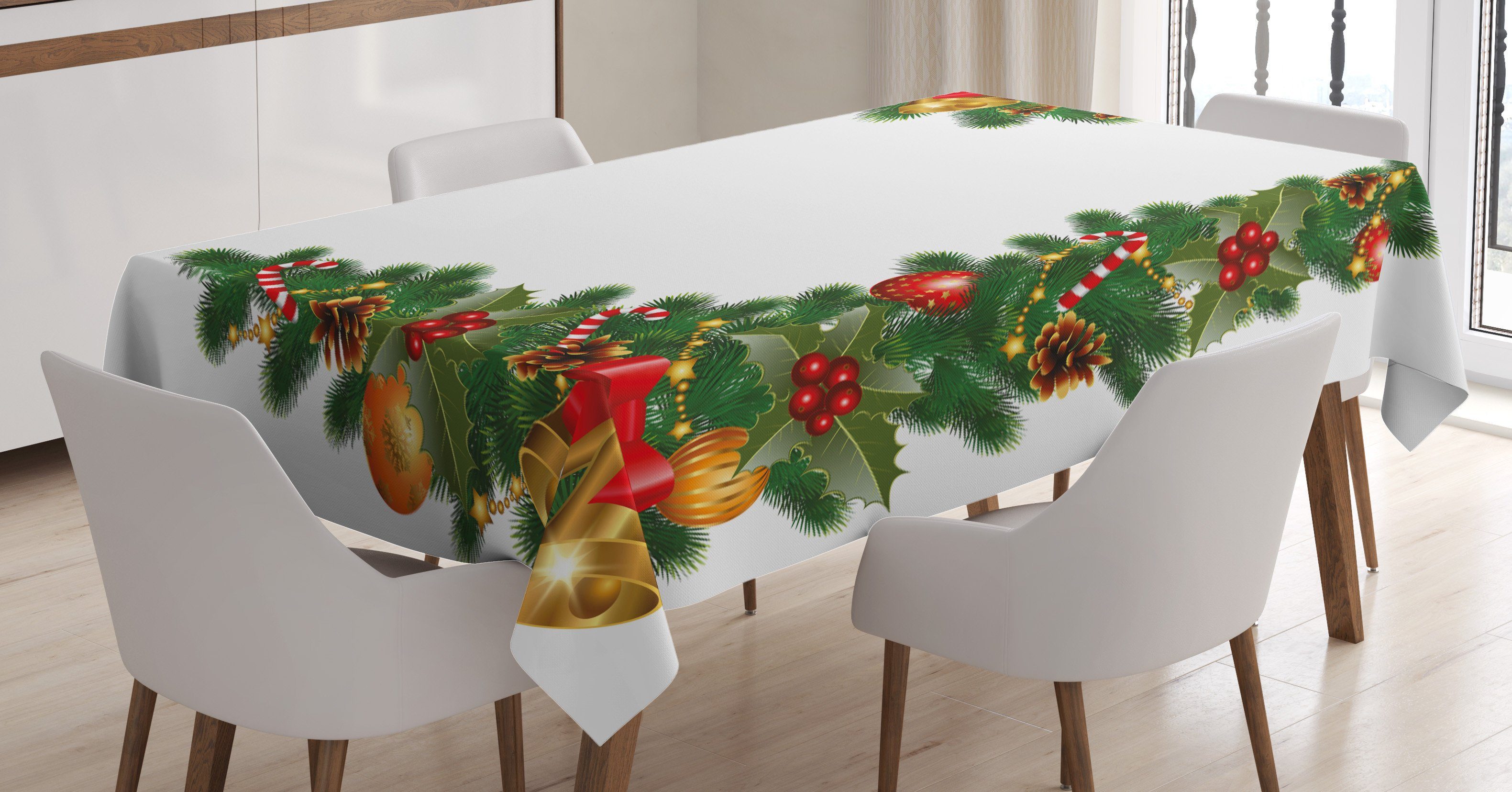 Abakuhaus Tischdecke Farbfest Waschbar Für den Außen Bereich geeignet Klare Farben, Weihnachten Baum Objekte