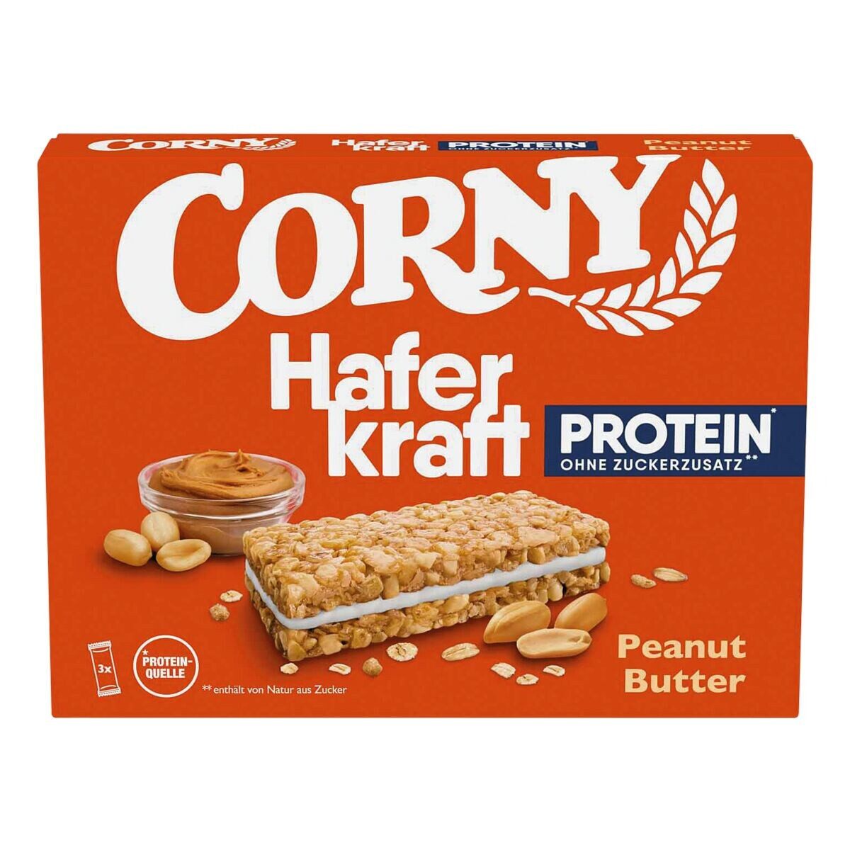 CORNY Peanut Butter Riegel, Haferriegel, 3x 40 g