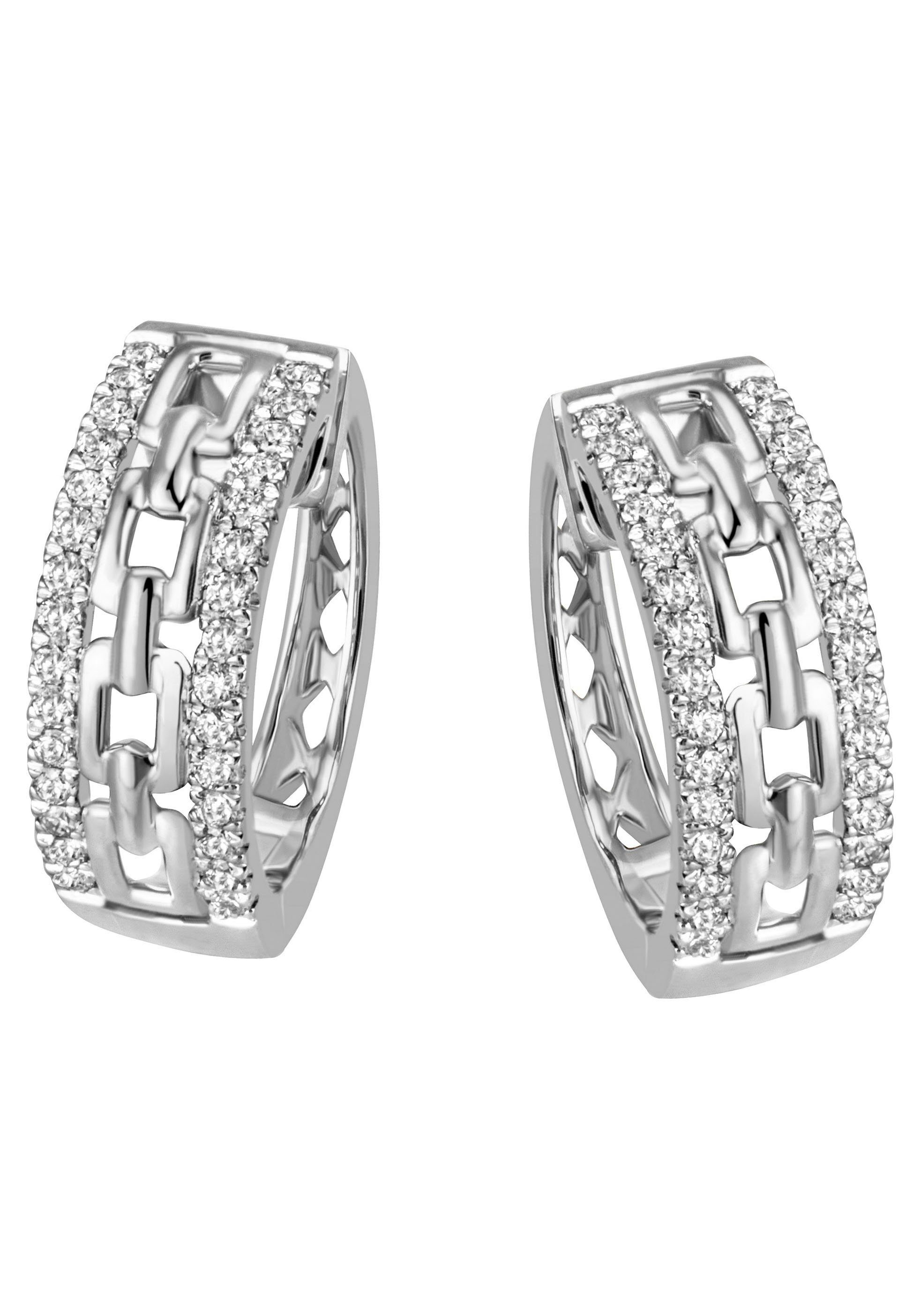 Paar Creolen Schmuck Geschenk Silber 925 Ohrschmuck Kettenglieder-Optik glitzernd