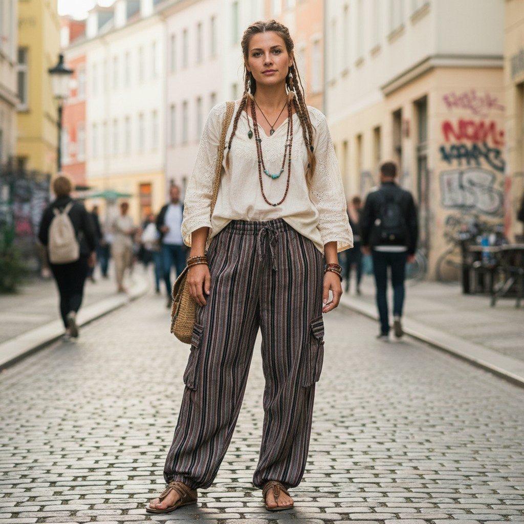 Guru-Shop Relaxhose Gestreifte Yogahose, Unisex Baumwoll-Goa-Hose -.. alternative Bekleidung, Retro, Ethno Style