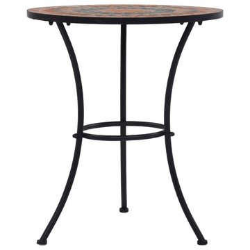 furnicato Gartentisch Mosaik-Bistrotisch Orange / Grau 60 cm Keramik