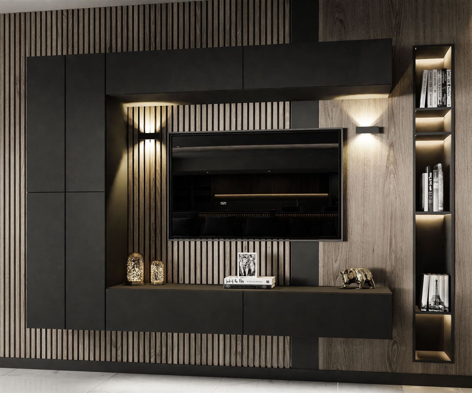 Lookway Wohnwand COLETTE MATT III mit Push-to-Open-System und LED-Beleuchtu günstig online kaufen