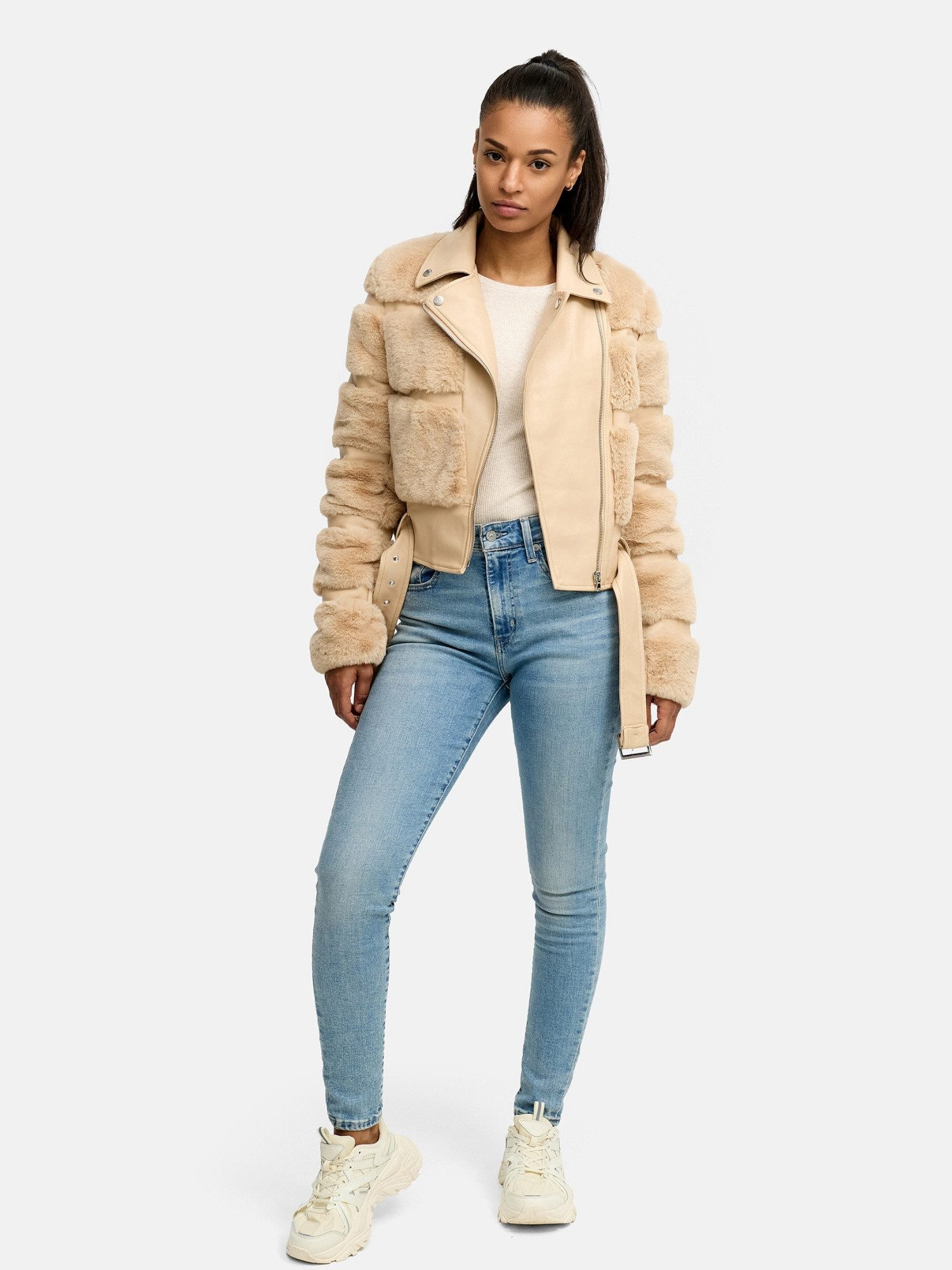 Tazzio Winterjacke F800 mit Gürtel & coolen Reverskragen günstig online kaufen