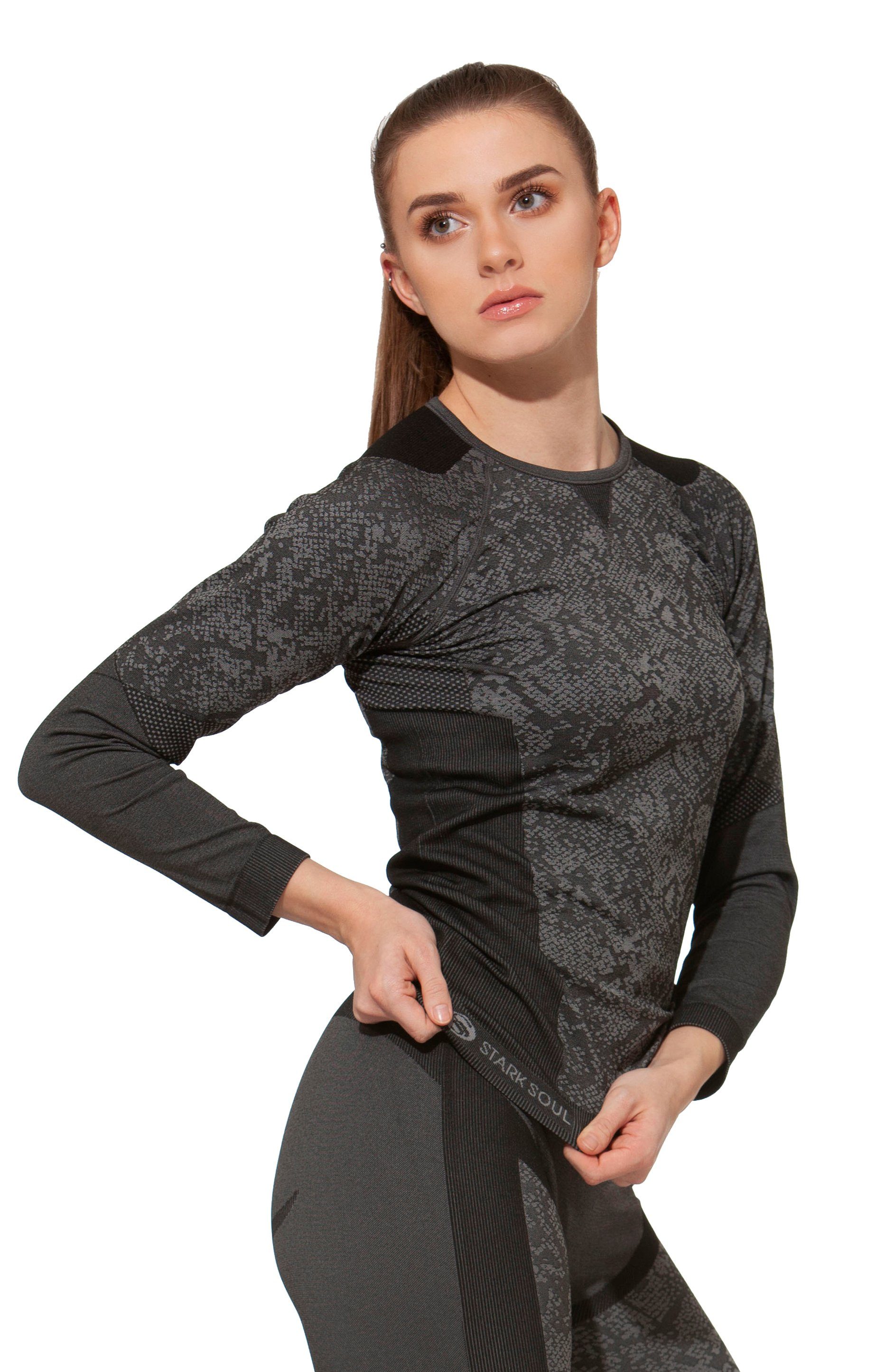 Damen Sleeve Langarm grau - Long Funktionsshirt Thermounterhemd Funktionsshirt Soul® - Seamless Stark