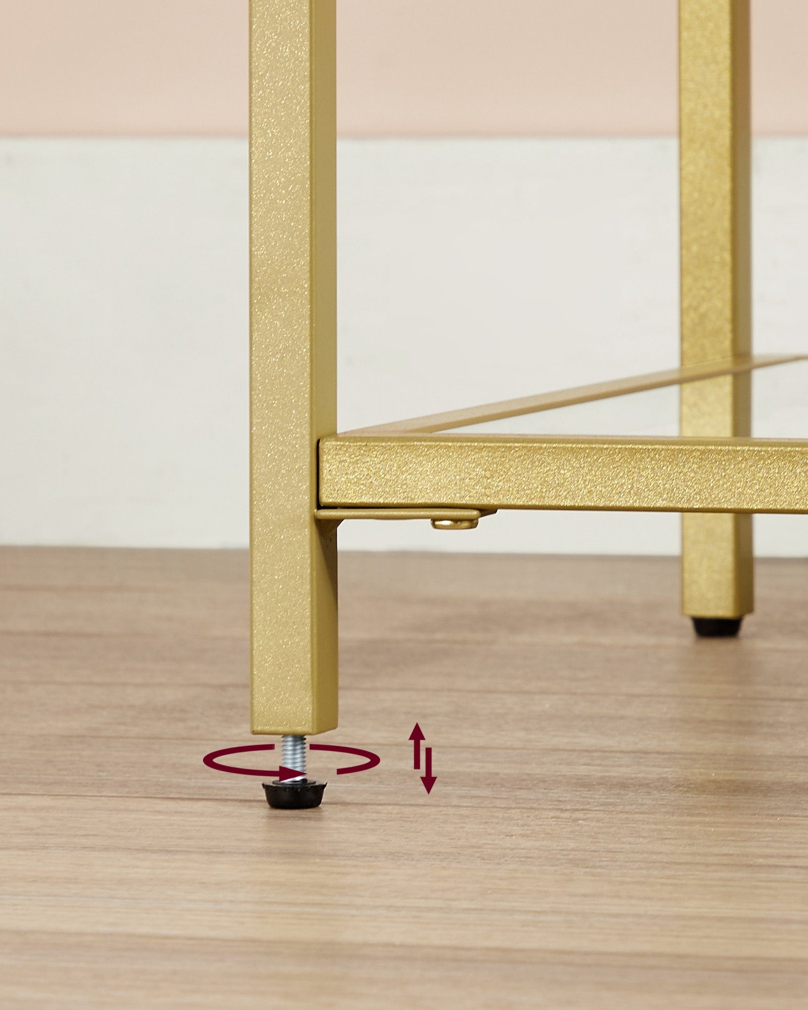 VASAGLE Konsolentisch, Flurtisch, mit Ablagen, aus Hartglas, modern