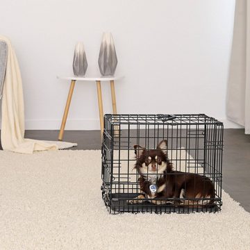 lionto Tiertransportbox Hundetransportkäfig mit Bodenwanne, faltbar, 46 cm x 30 cm x 36 cm
