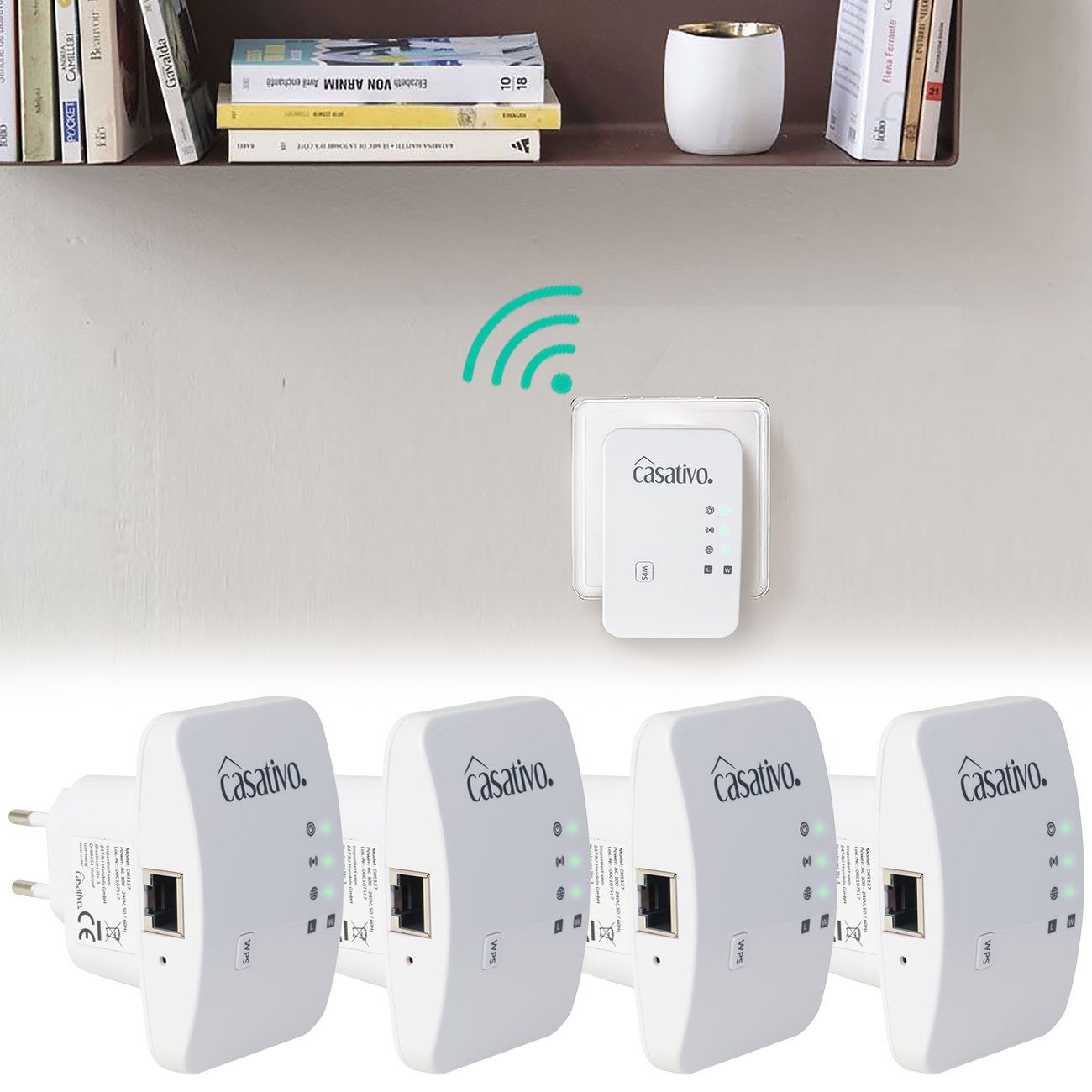 Casativo 300 Mbit/s mit WPS-Funktion-WiFi-Verstärker WLAN-Repeater, 2,4 GHz – Einfache Einrichtung