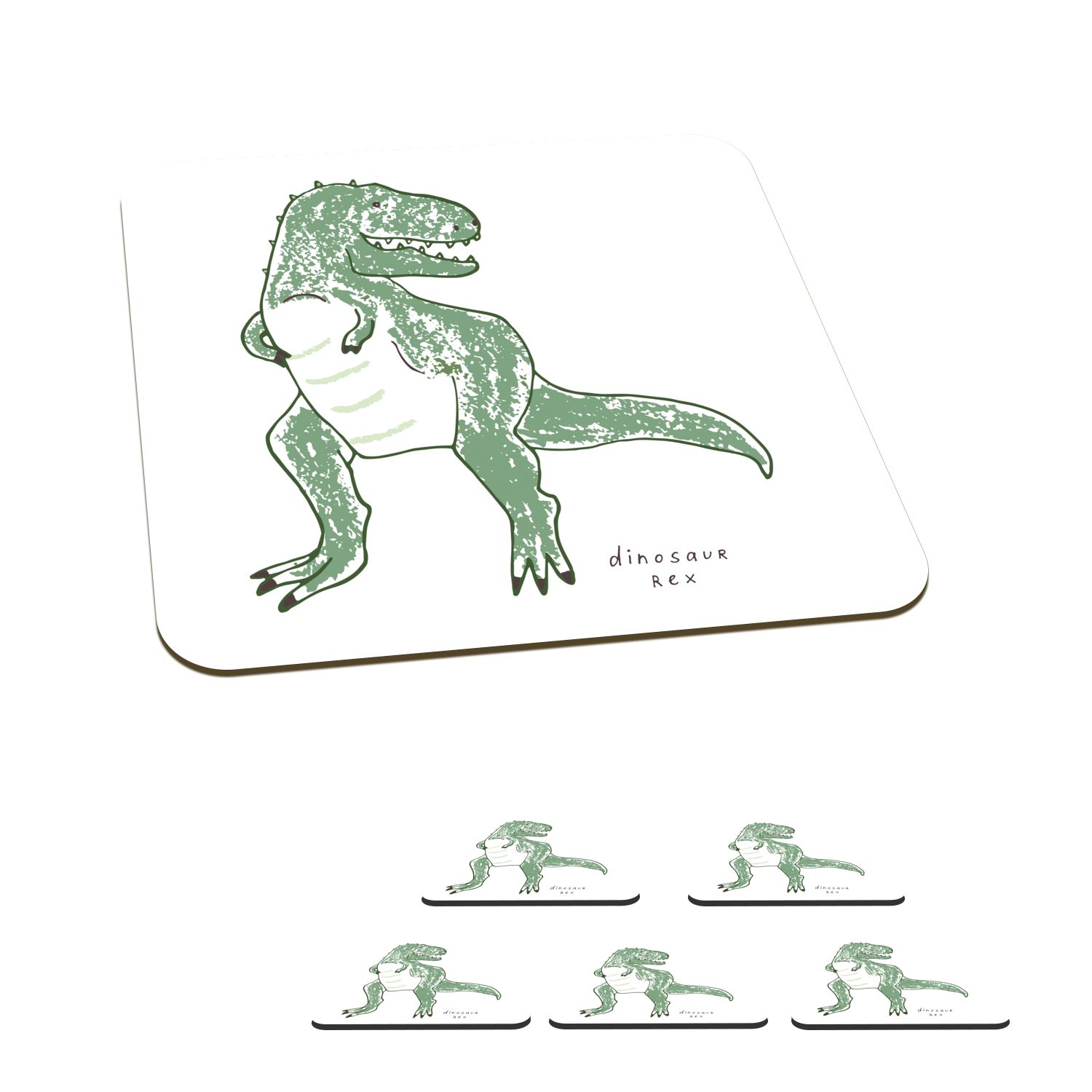 MuchoWow Glasuntersetzer Kinderzimmer - Tyrannosaurus Rex - Dinosaurier - Jungen - Mädchen -, Zubehör für Gläser, 6-tlg., Glasuntersetzer, Tischuntersetzer, Korkuntersetzer, Untersetzer, Tasse