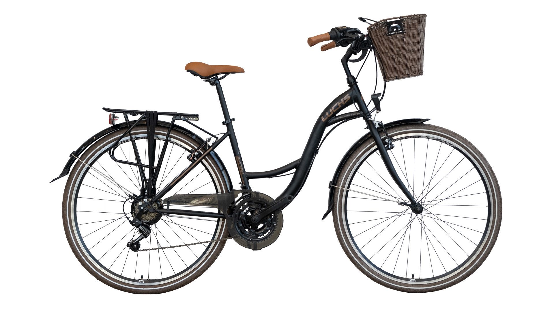 LUCHS Cityrad Feline Damenfahrrad 26 Zoll – Cityfahrrad Hollandrad – Citybike, 21 Gang Shimano, Kettenschaltung, 21 Gang SHIMANO, Frontkorb – Citybike für Alltag & Freizeit