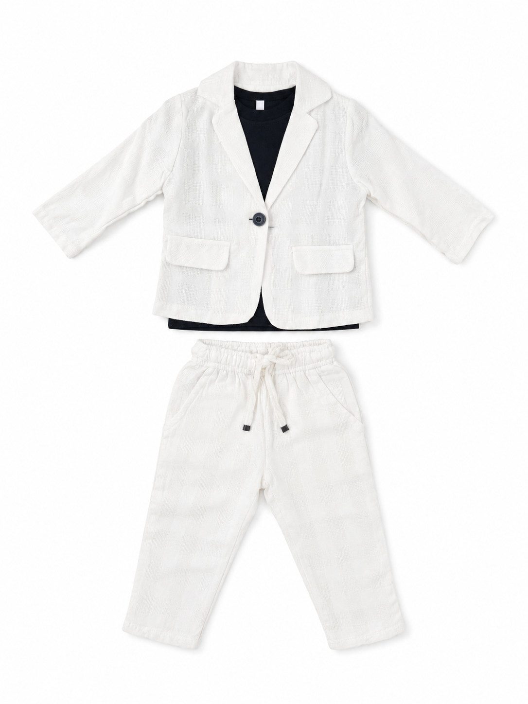 Lorey Medtec Anzug 3-teilig Jungen Outfit, Set: Jacke, Hose, Shirt, 100% Baumwolle, Weiß (Jacke + Hose + Shirt)