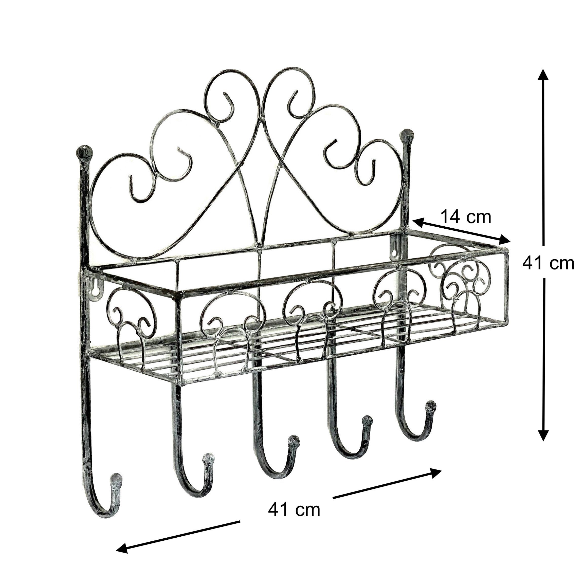 Haken 5 Garderobe 96010 Grau 41 Küchenregal Metall Handtuchhalter Wandregal Wandregal cm Badregal DanDiBo