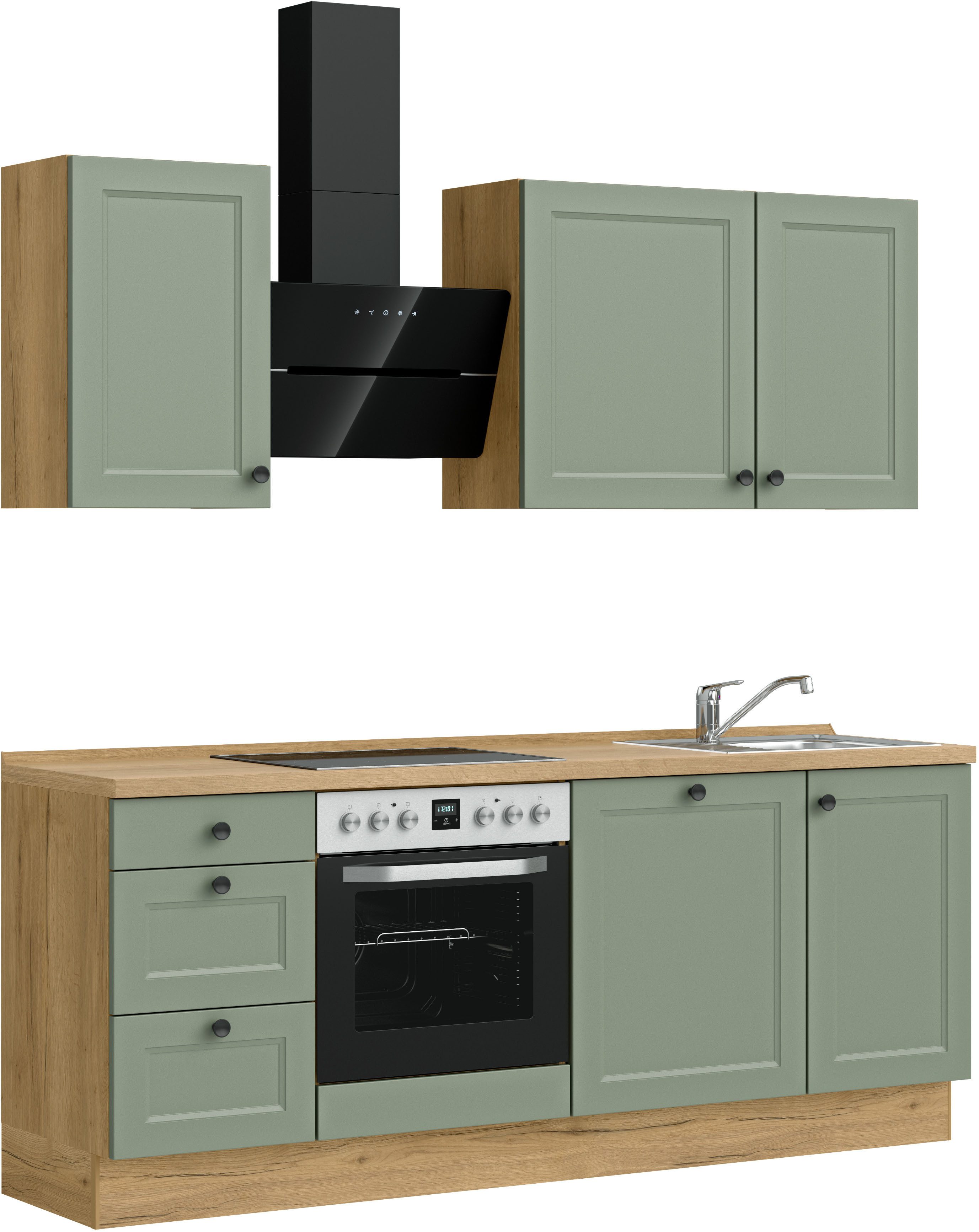 nobilia® Küchenzeile "Cascada II", NEU: individuell anpassbar mit gratis Profi-Beratung, vormontiert, Breite 210 cm, Ausrichtung wählbar, wahlw. mit E-Geräten