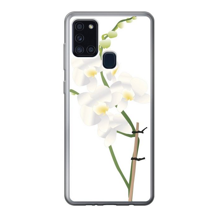 MuchoWow Handyhülle Illustrierte Orchideenblüte Handyhülle Samsung Galaxy A21s Smartphone-Bumper Print Handy