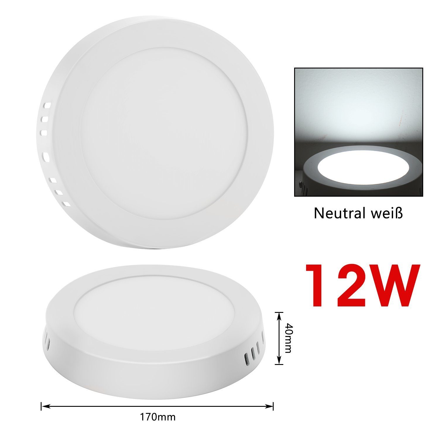 LED Küche 12 / Tageslicht Wohnzimmer 170 Ultra LED Dünn Modern mm Schlafzimmer 6W-24W, für iscooter Flach integriert, Flurlampe Deckenleuchte Deckenlampe fest W Kaltweiß,