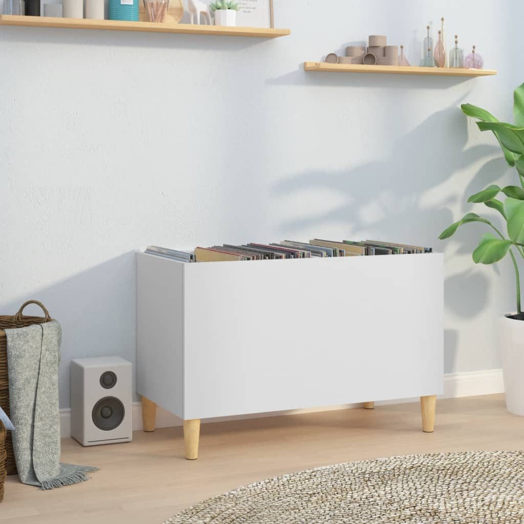 furnicato Media-Regal Plattenschrank Weiß 74,5 x 38 x 48 cm aus Holzwerkstoff und, 1-tlg., LP-Regal mit feuchtigkeitsresistenter Oberfläche für das Wohnzimmer