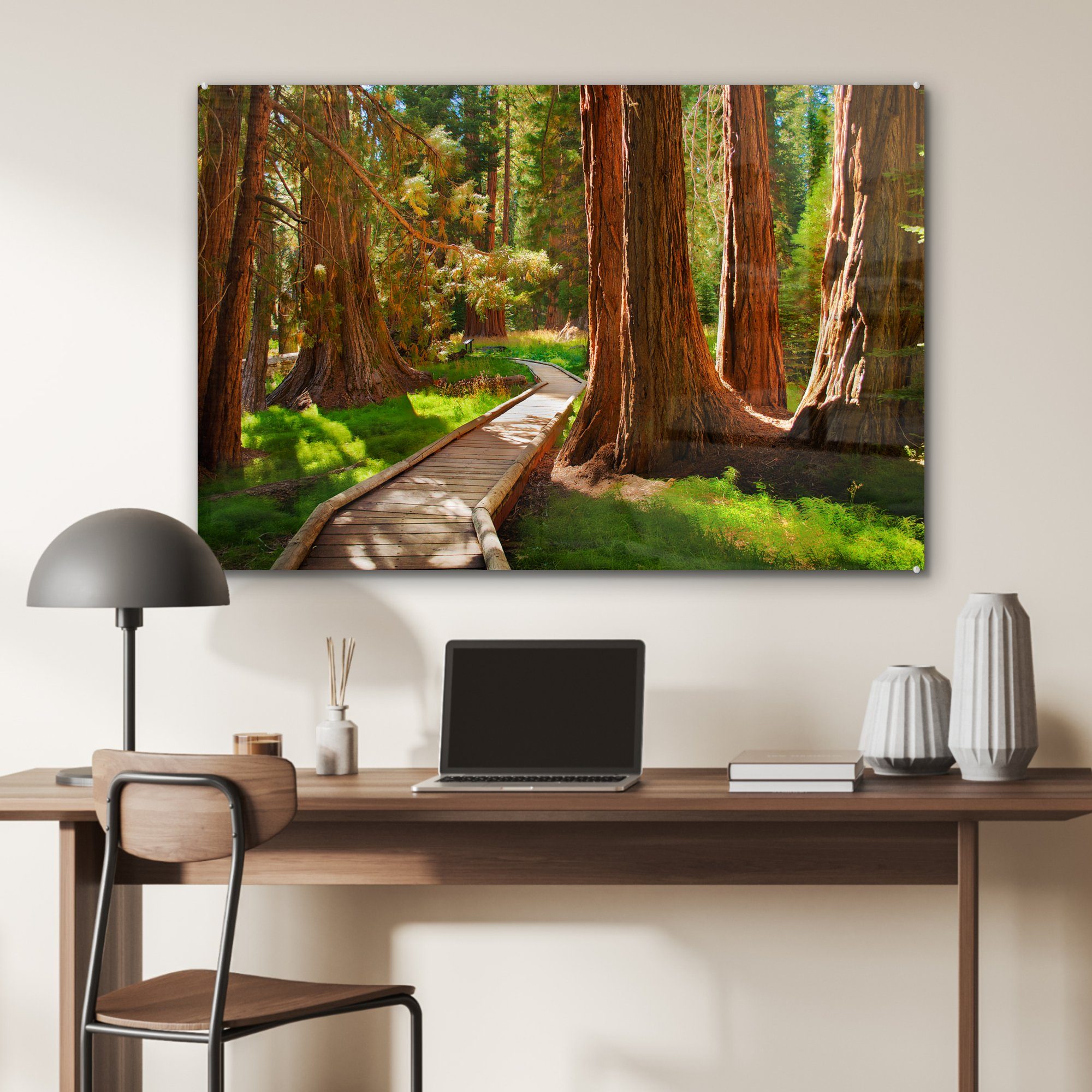 Pfad Acrylglasbild & National Acrylglasbilder den Wohnzimmer in Hölzerner Kalifornien, St), Schlafzimmer MuchoWow Park Sequoia durch (1
