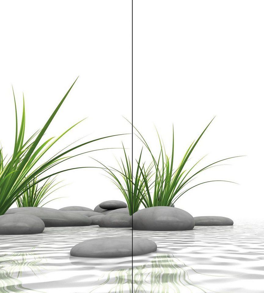 Thumbnail - Schulte Badrückwand DecoDesign Foto Motiv Zen Steine + Gras, (Set über Eck, 2 Platten à 90 x 210 cm), Wandverkleidung, D...