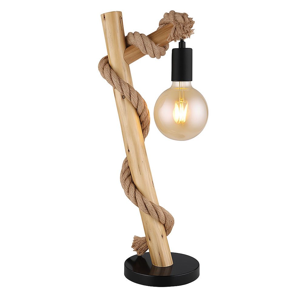 GLOBO LIGHTING LED Tischleuchte, Leuchtmittel inklusive, Warmweiß, Tischlampe Holzlampe Tischleuchte Filament LED Wohnzimmerlampe 53,5 cm