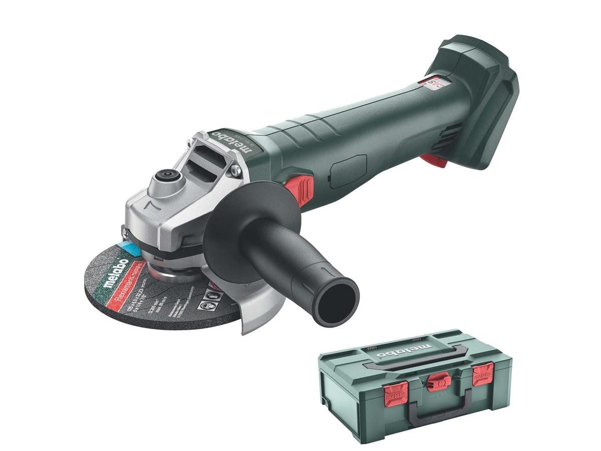 metabo Akku-Winkelschleifer W 18 7-125, ohne Akku & Ladegerät, mit Überlastungsschutz, inkl. metaBOX 165 L