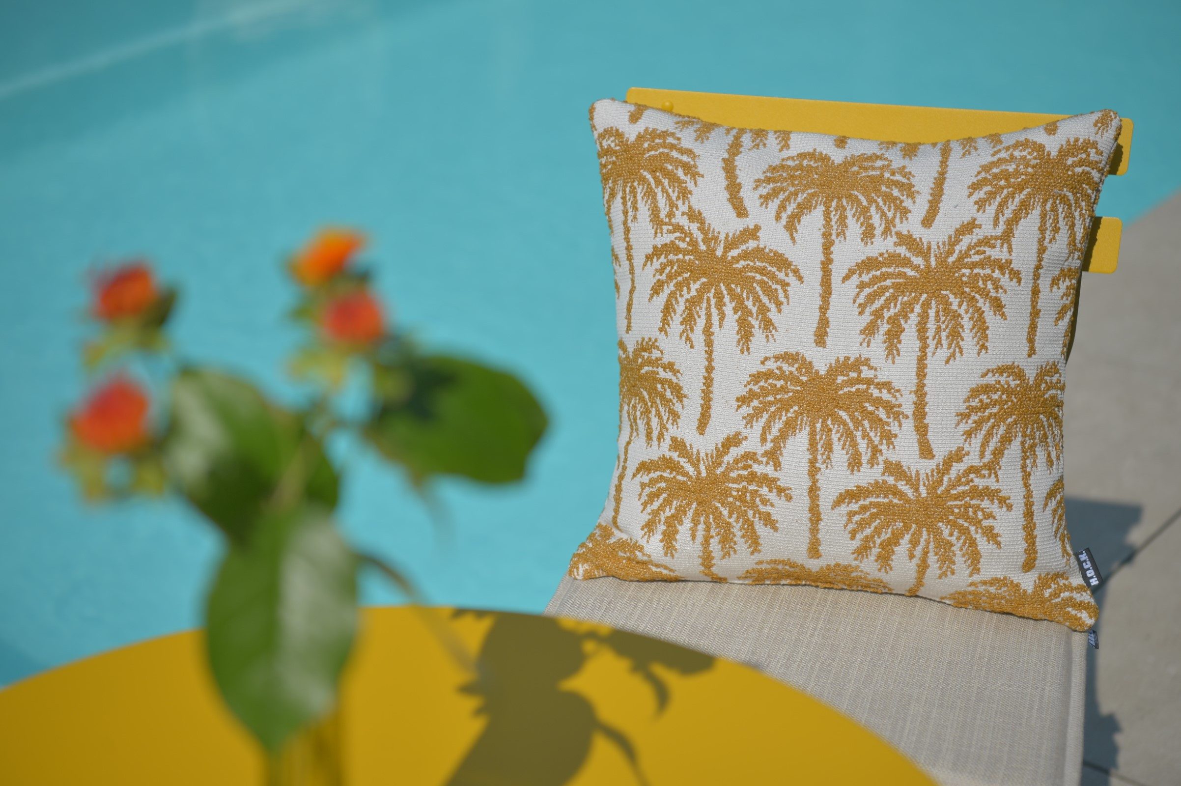 H.O.C.K. Dekokissen Vamosa Palms, Outdoorkissen inkl. Füllung, 45x45cm, Dekokissen, Palmen, schwarz – Bild 5 von 5