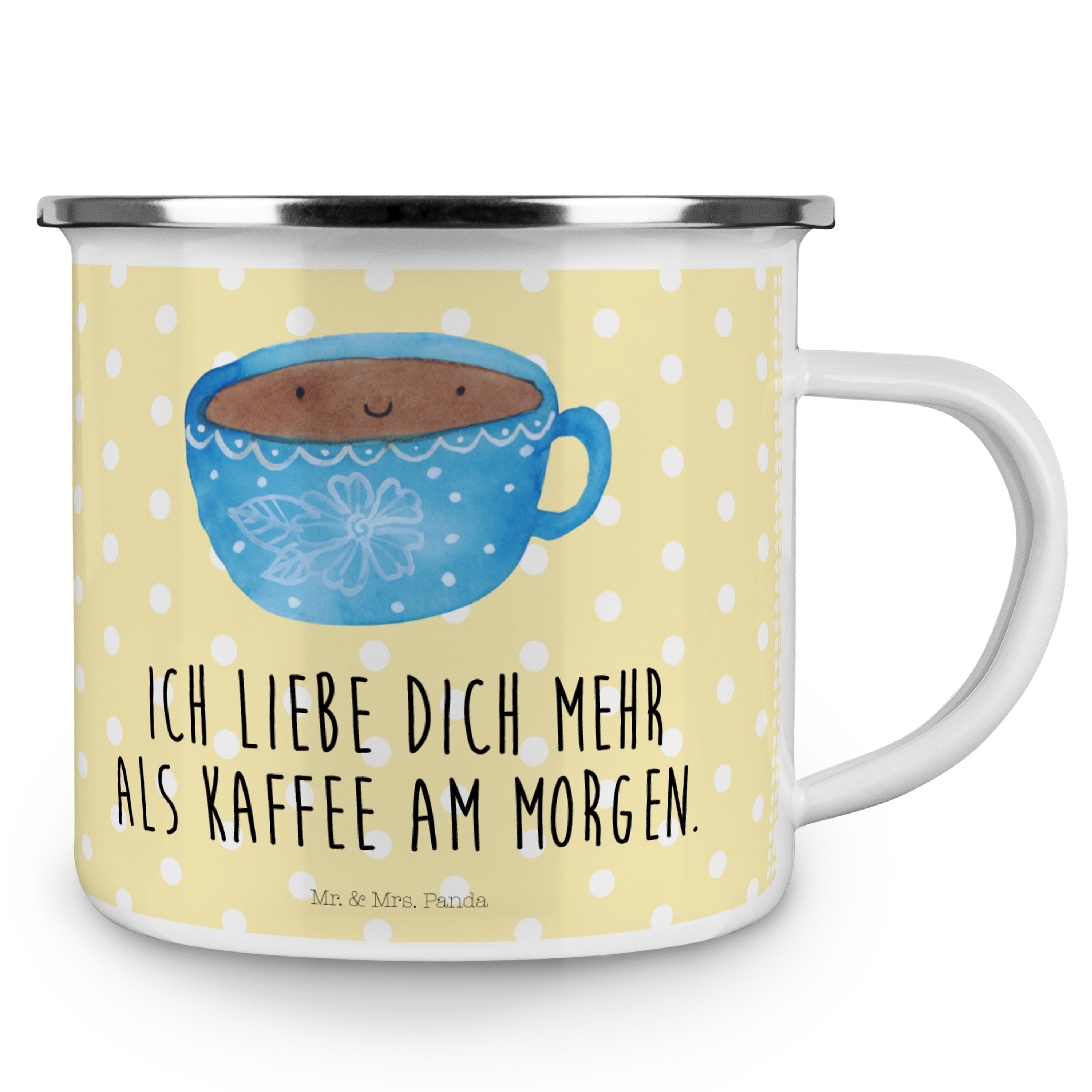 Tasse Geschenk, Gelb Mrs. Becher Emaille Gute, & Kaffee - - Liebe, lustige Panda Mr. Pastell Sprüche,