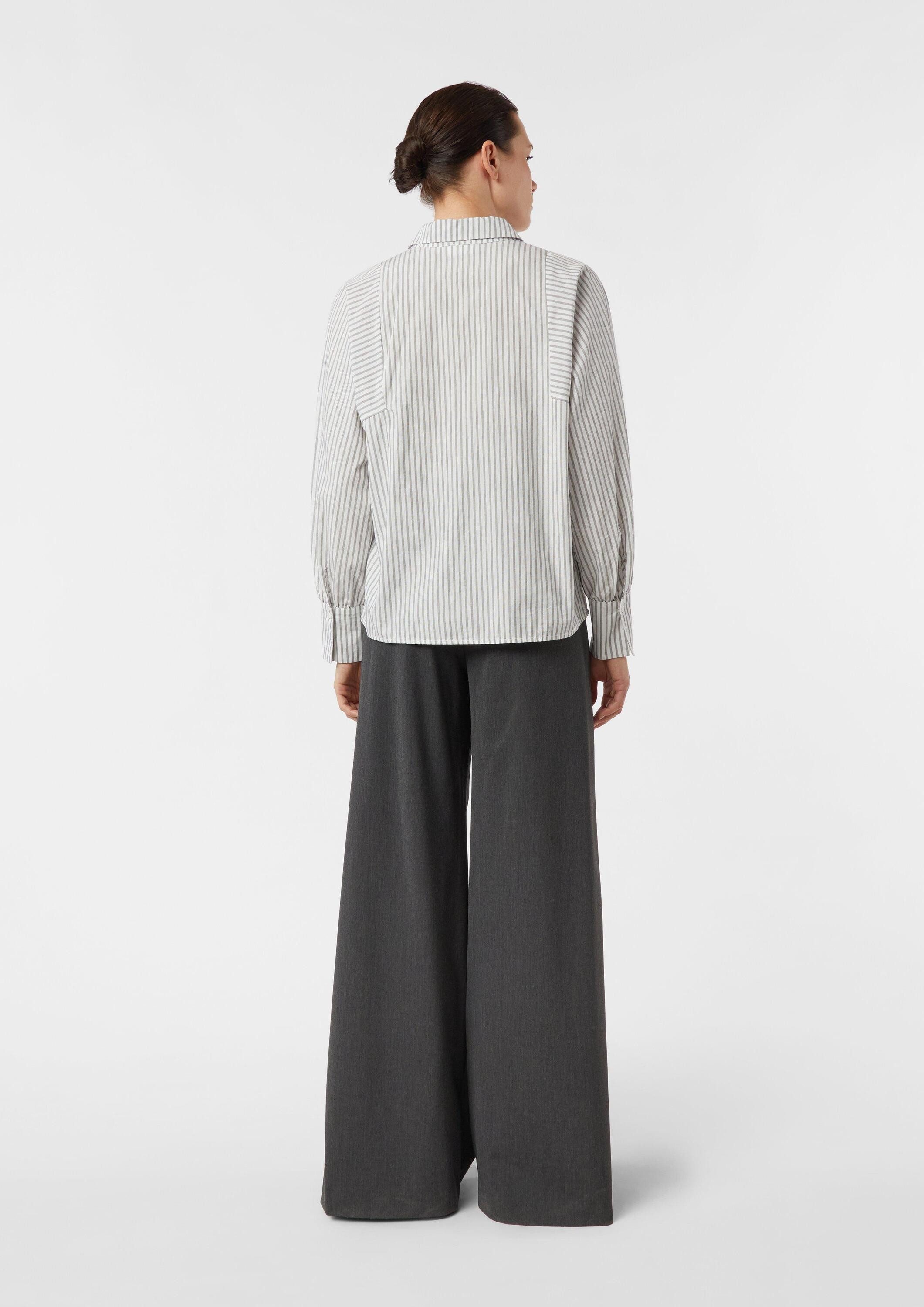 comma Langarmbluse Bluse Gestreifte Hemdbluse aus Popeline