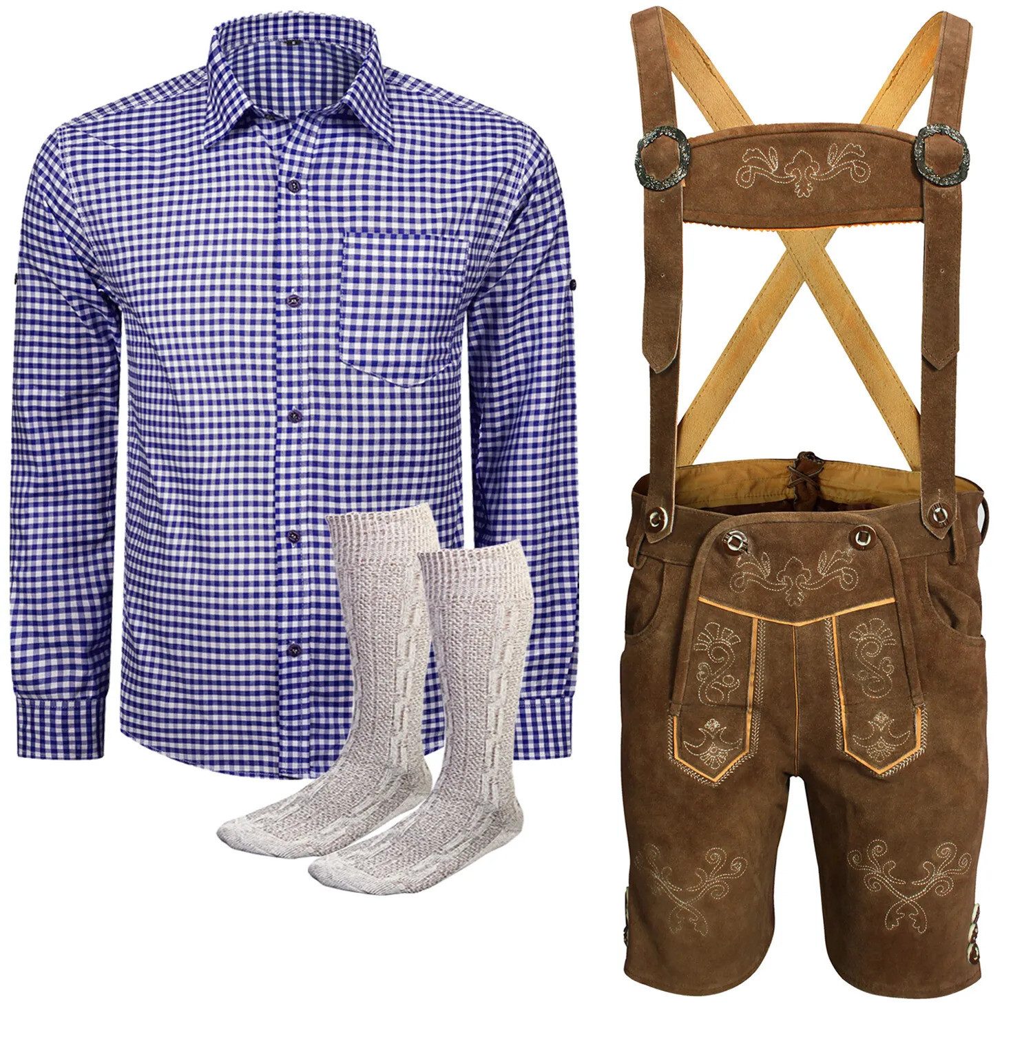 ALL THE GOOD Trachtenhose Trachtenset Herren Oktoberfest (Hose+Hemd+Socken) KBBRH01 (Trachtenset, 3-tlg)